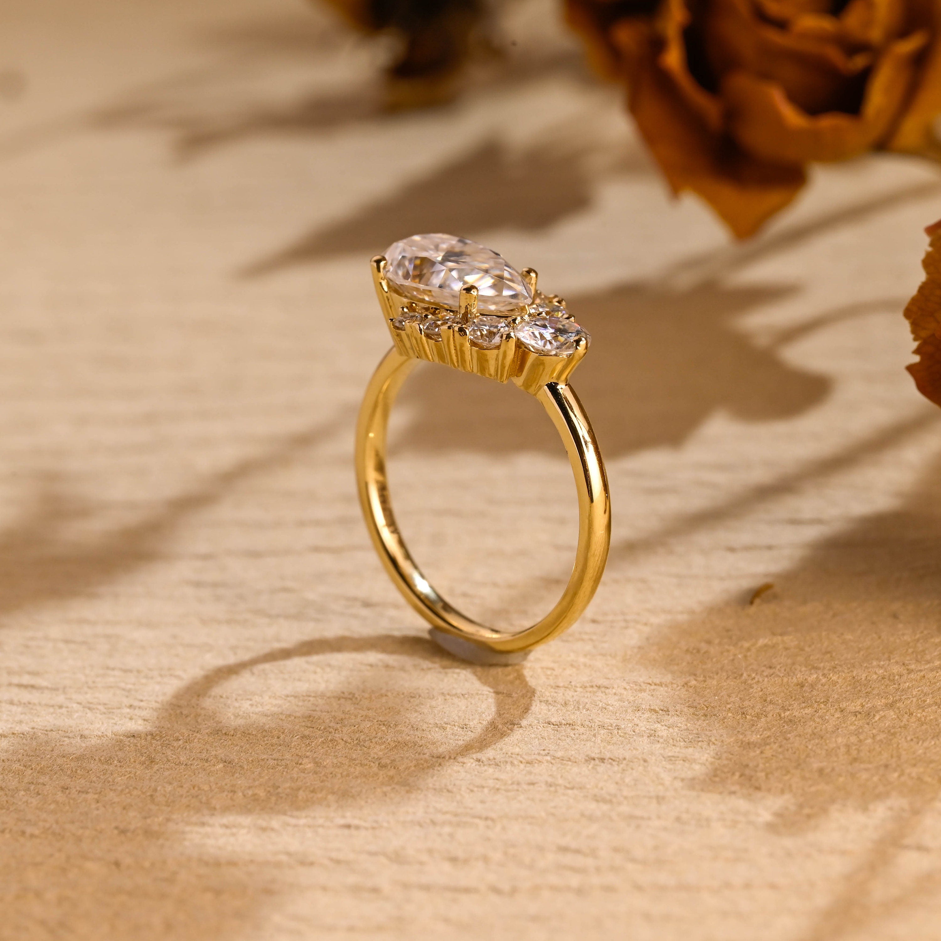 east west pear engagement ring lab grown