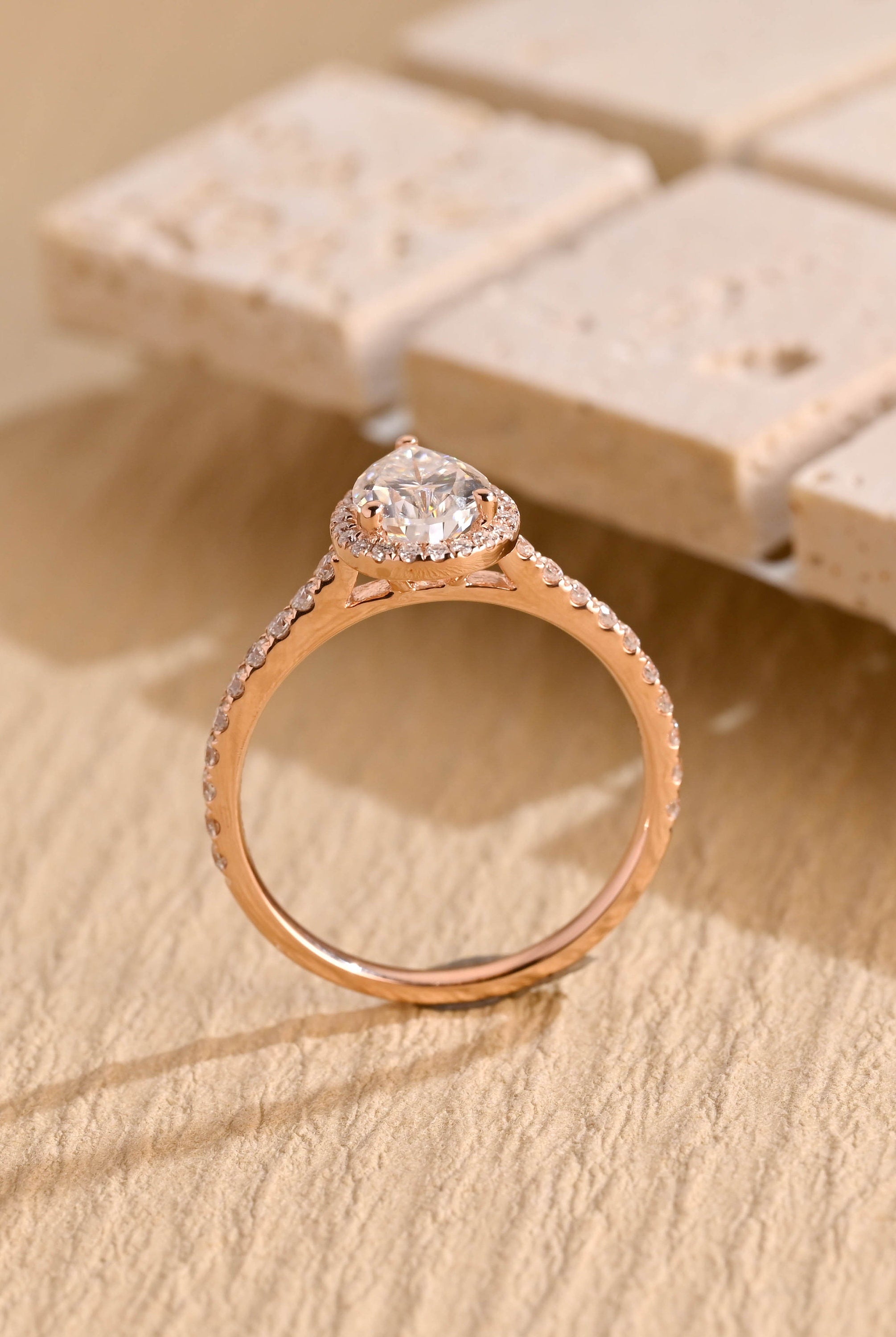 US bridal pear halo engagement ring