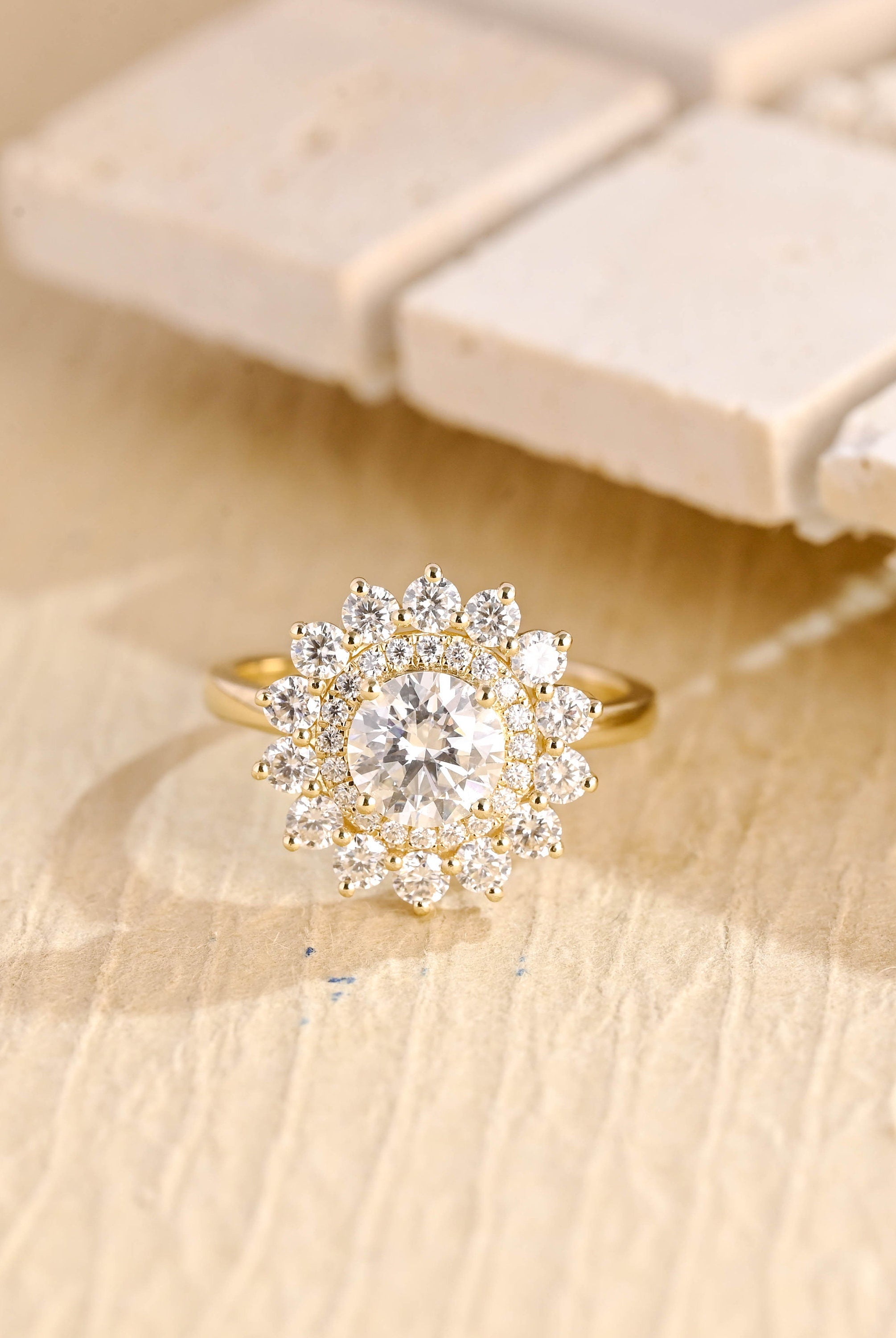 Buy Round Brilliant Double Halo Diamond Moissanite Ring