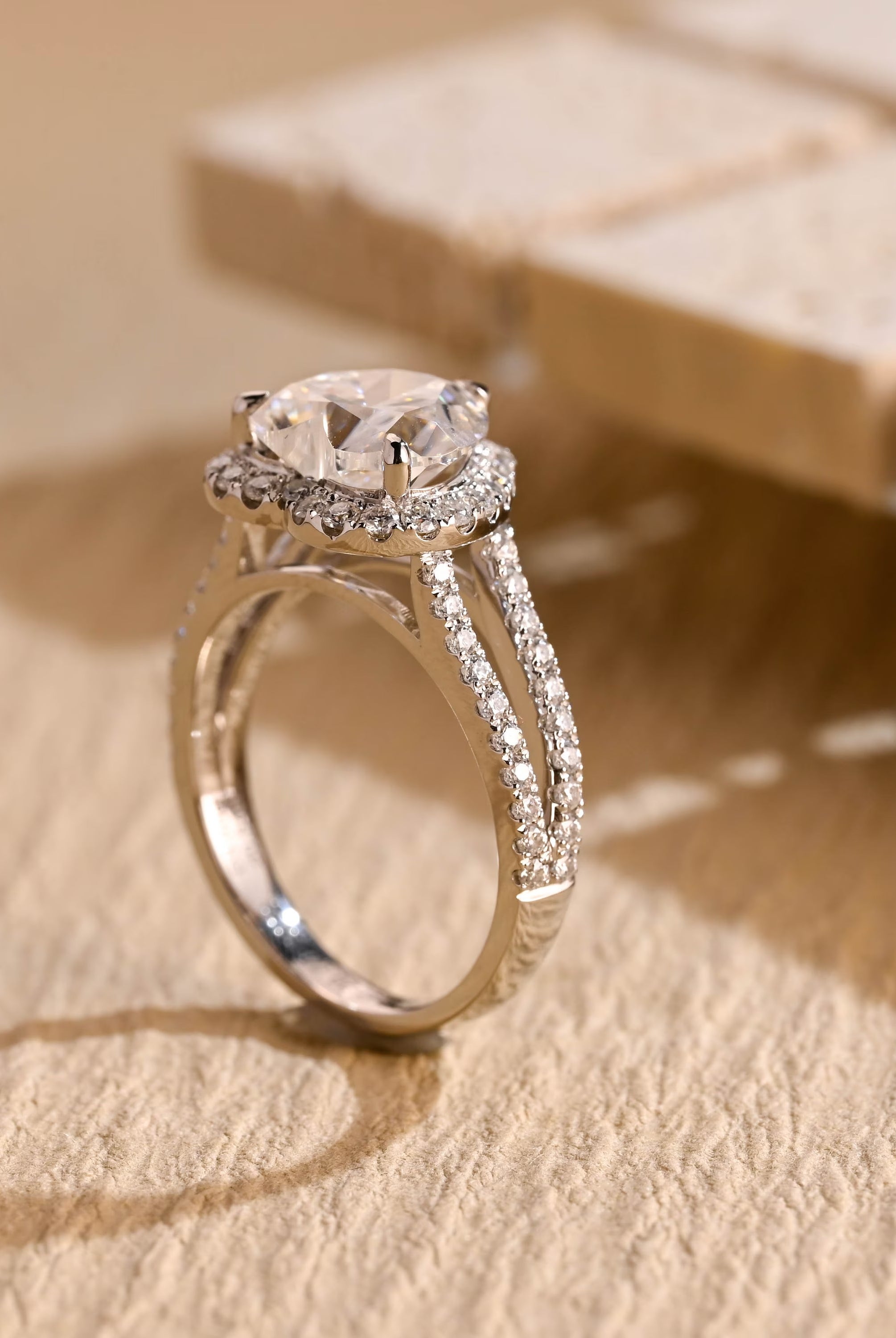 White Gold Heart Moissanite Ring
