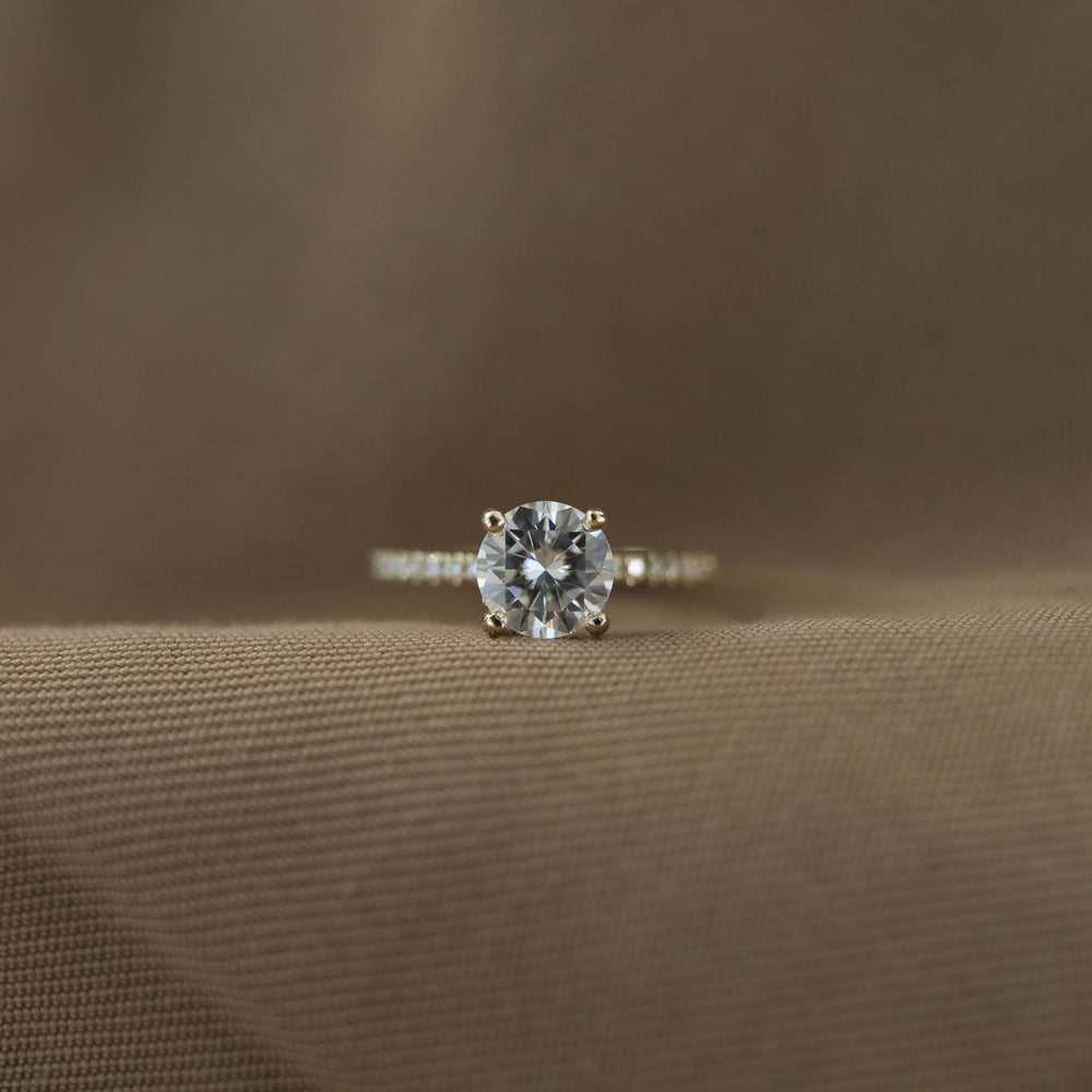 1.30CT Round Hidden Halo Moissanite Diamond Engagement Ring