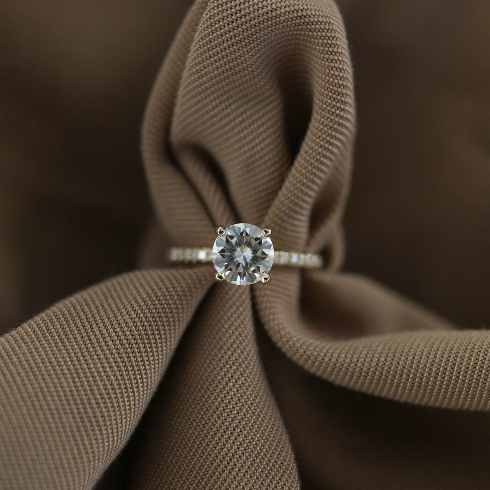 1.30CT Round Hidden Halo Moissanite Diamond Engagement Ring