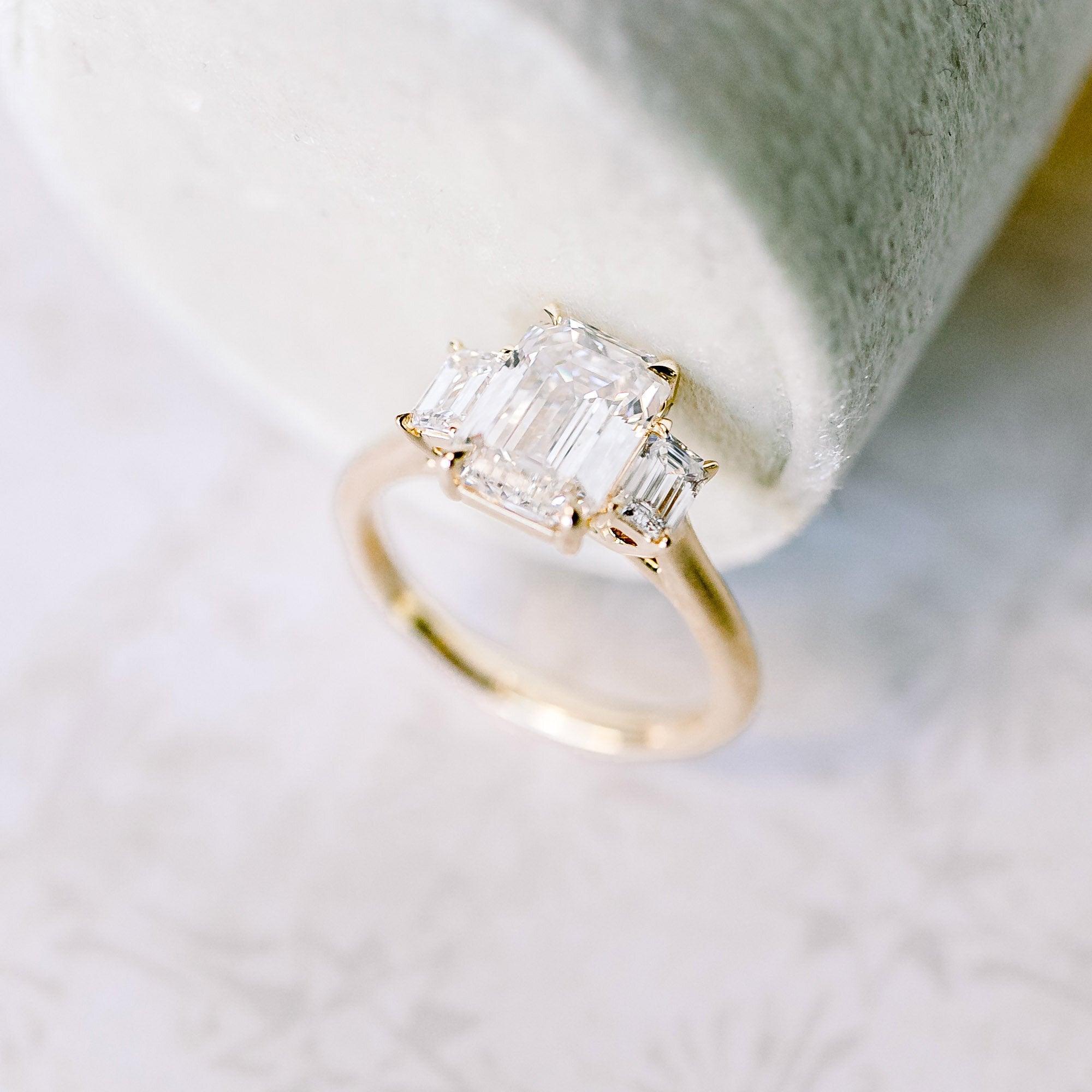 Emerald Three Stone Ring