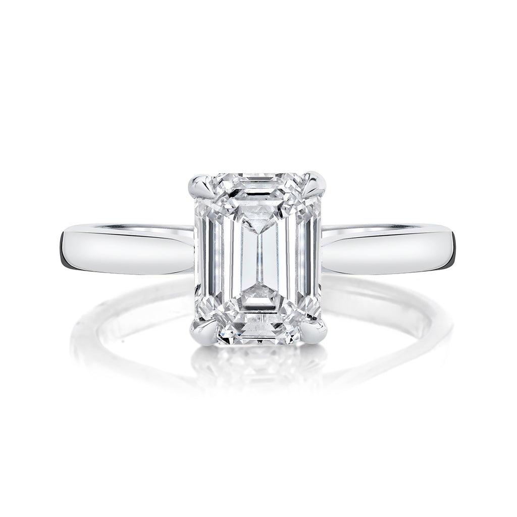 2.25ct Emerald Cut Moissanite Solitaire Diamond Engagement Ring