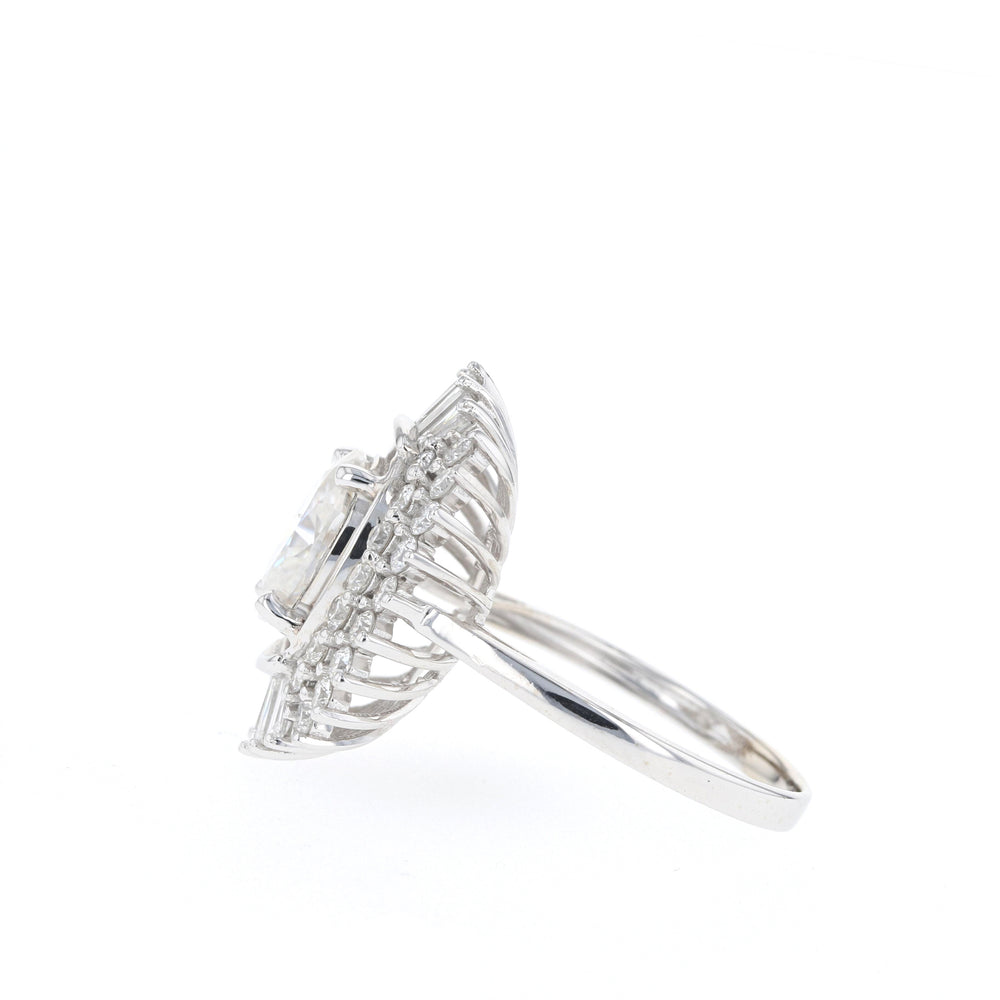 1.70CT Oval Unique Cluster Moissanite Diamond Solitaire Engagement Ring