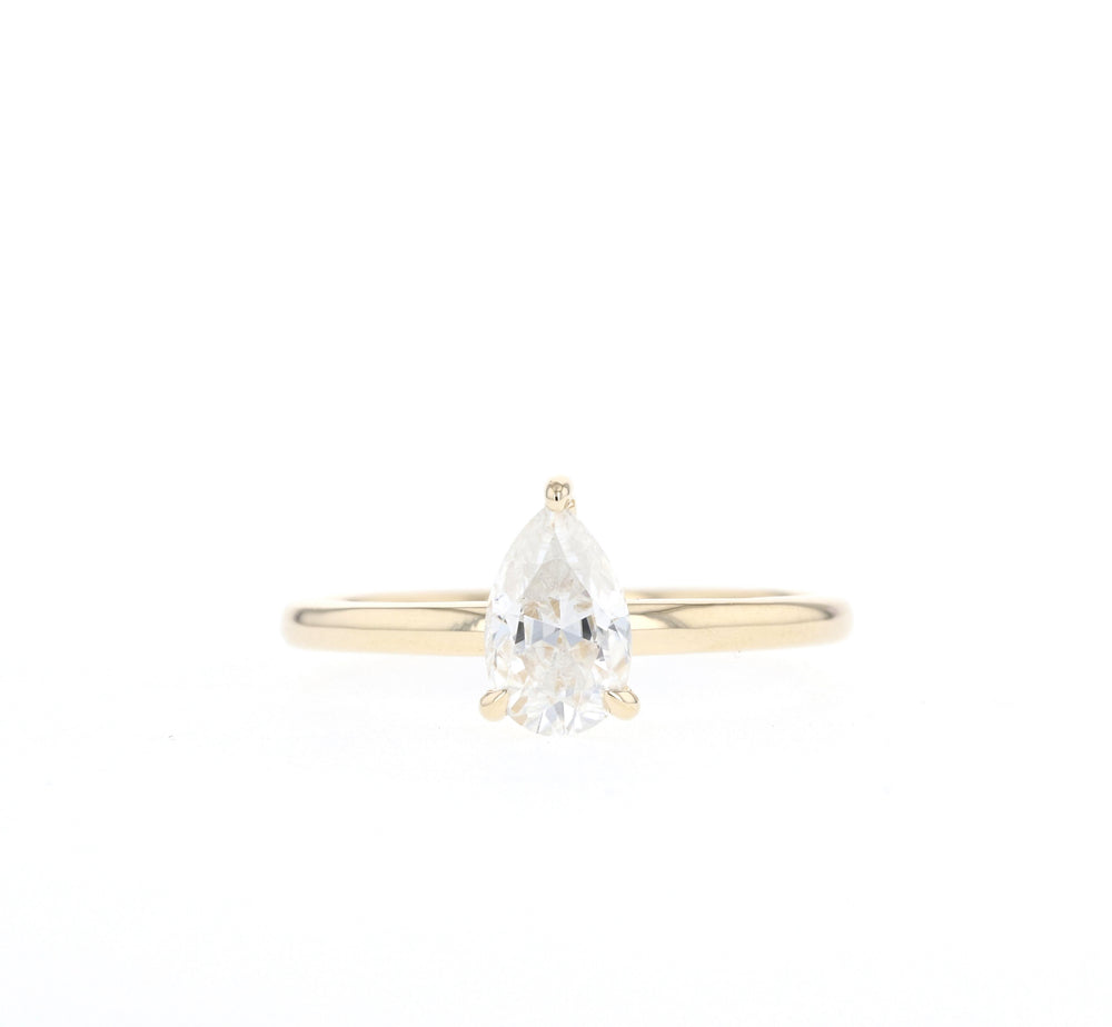 0.80CT Pear Solitaire Moissanite Diamond Engagement Ring In Solid Gold