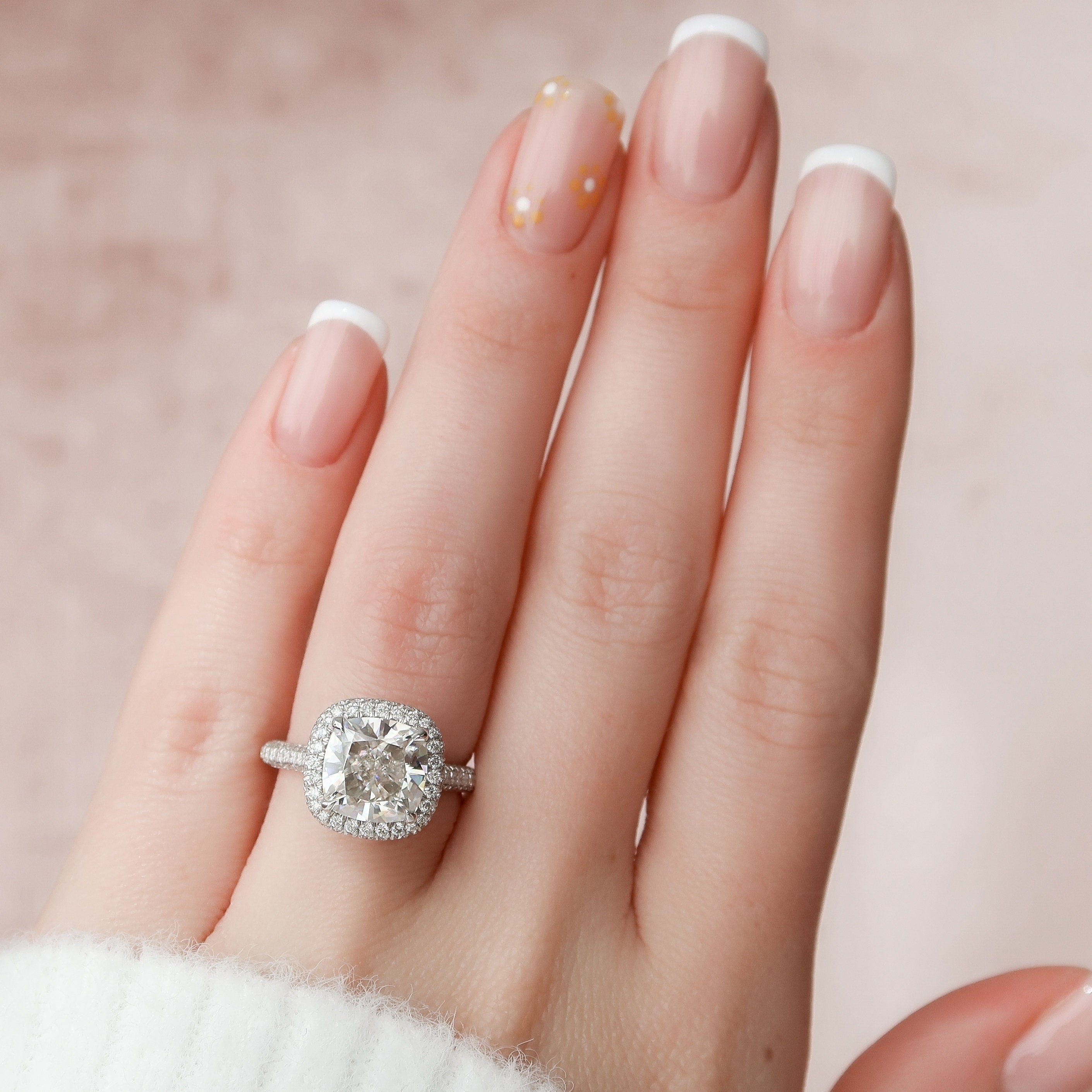 Cushion Halo Moissanite Ring