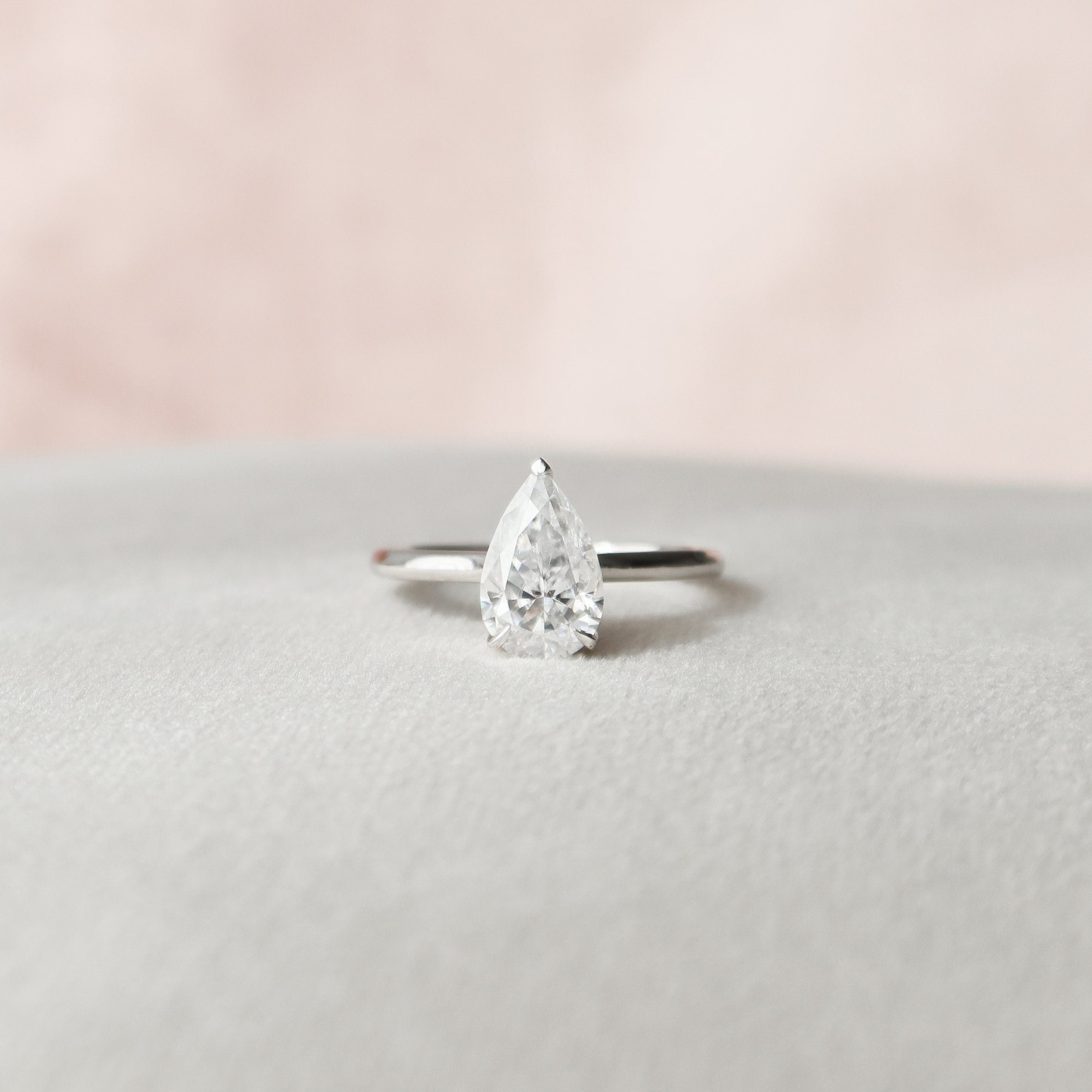 Pear Moissanite Diamond Ring