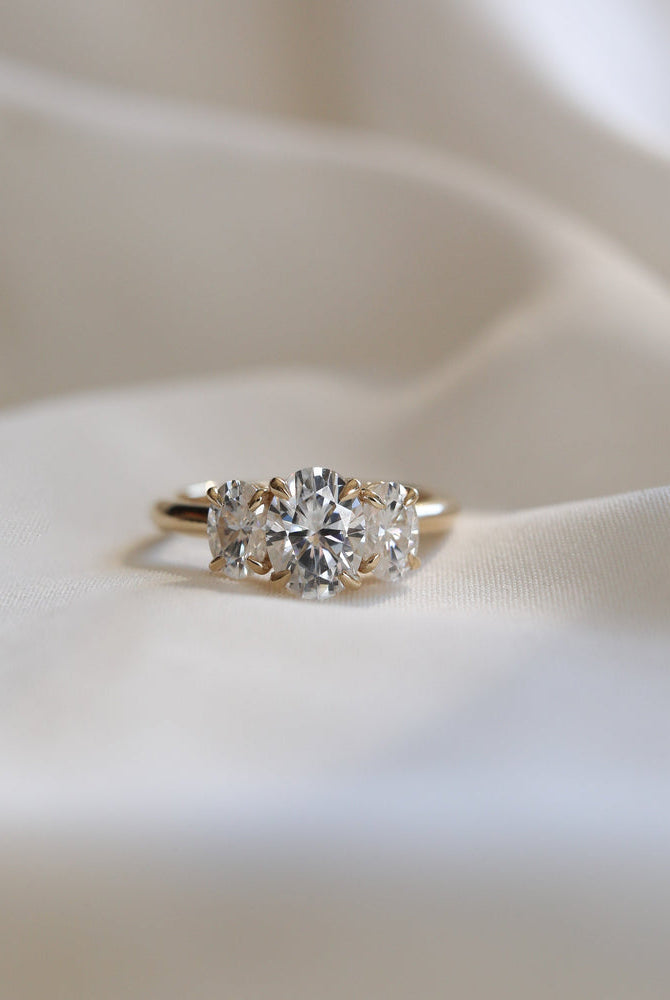 1.20CT Oval Three Stone Moissanite Diamond Solitaire Engagement Ring