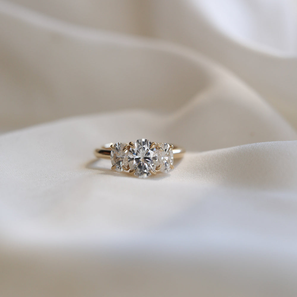 1.20CT Oval Three Stone Moissanite Diamond Solitaire Engagement Ring