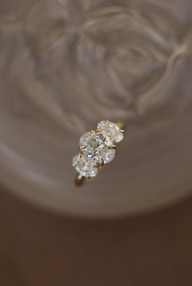 1.20CT Oval Three Stone Moissanite Diamond Solitaire Engagement Ring