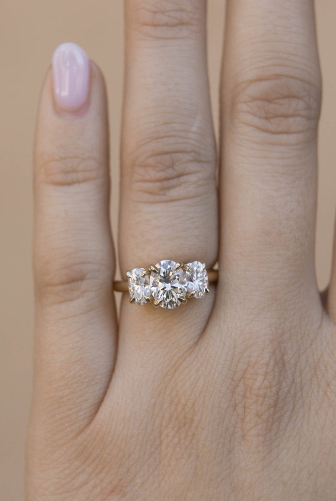 1.20CT Oval Three Stone Moissanite Diamond Solitaire Engagement Ring
