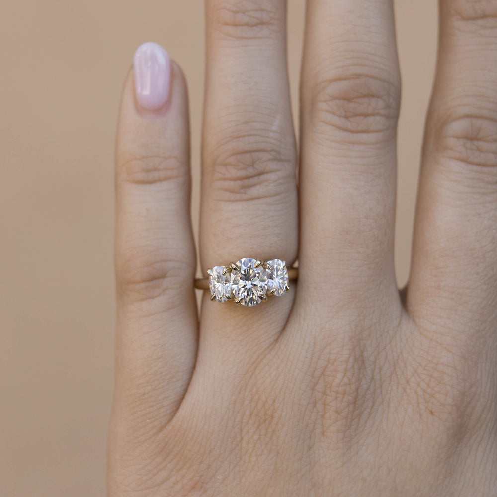 1.20CT Oval Three Stone Moissanite Diamond Solitaire Engagement Ring