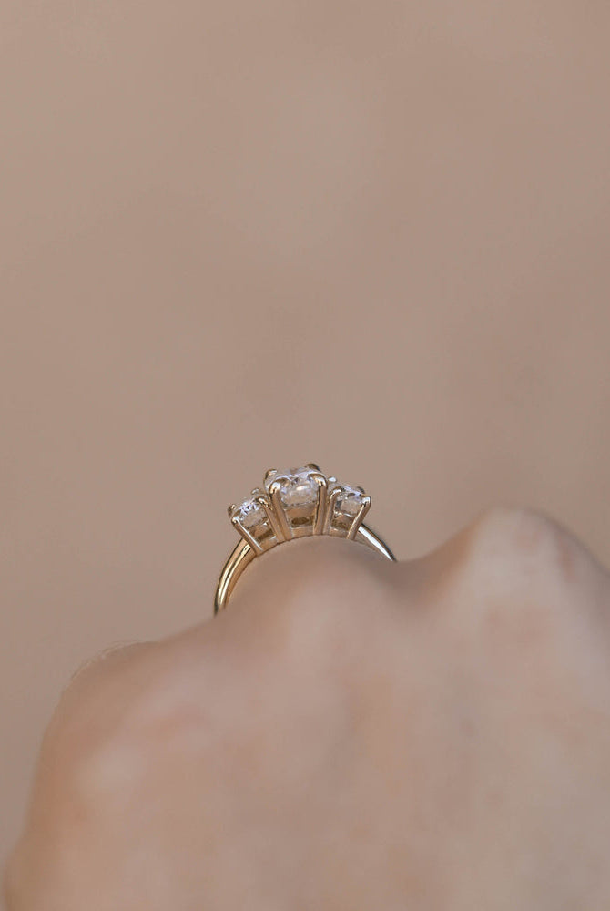 1.20CT Oval Three Stone Moissanite Diamond Solitaire Engagement Ring