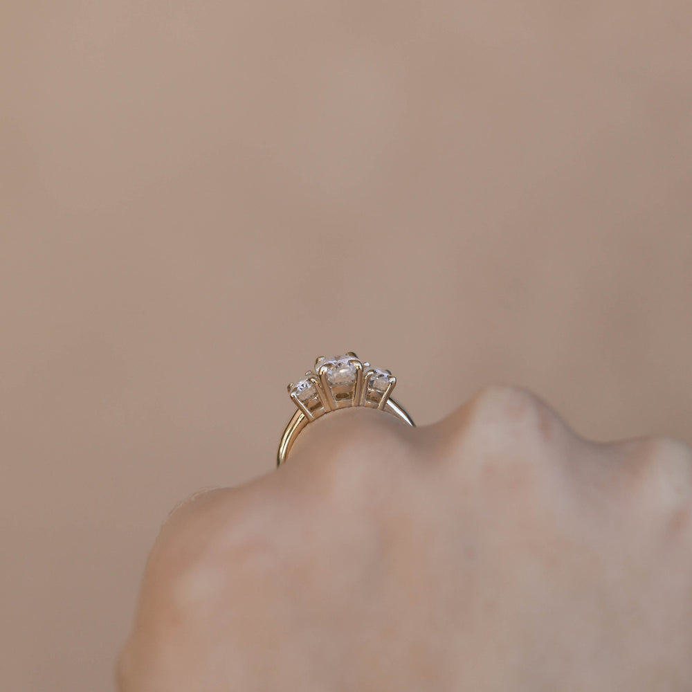 1.20CT Oval Three Stone Moissanite Diamond Solitaire Engagement Ring