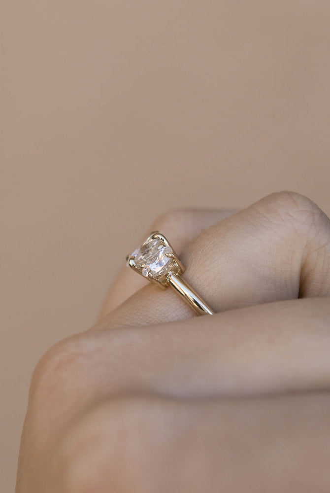 1.20CT Oval Three Stone Moissanite Diamond Solitaire Engagement Ring