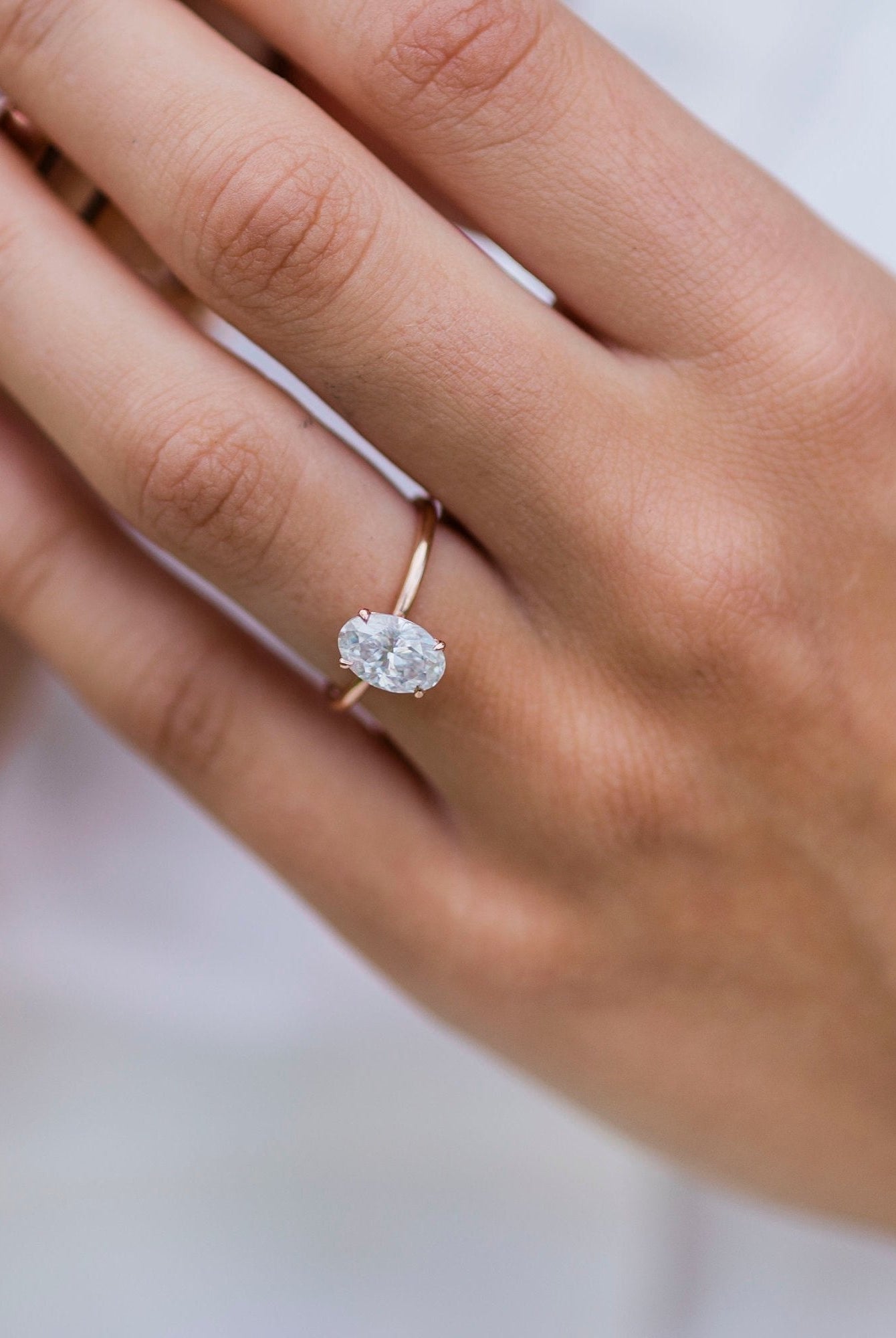 Oval Solitaire Moissanite Ring