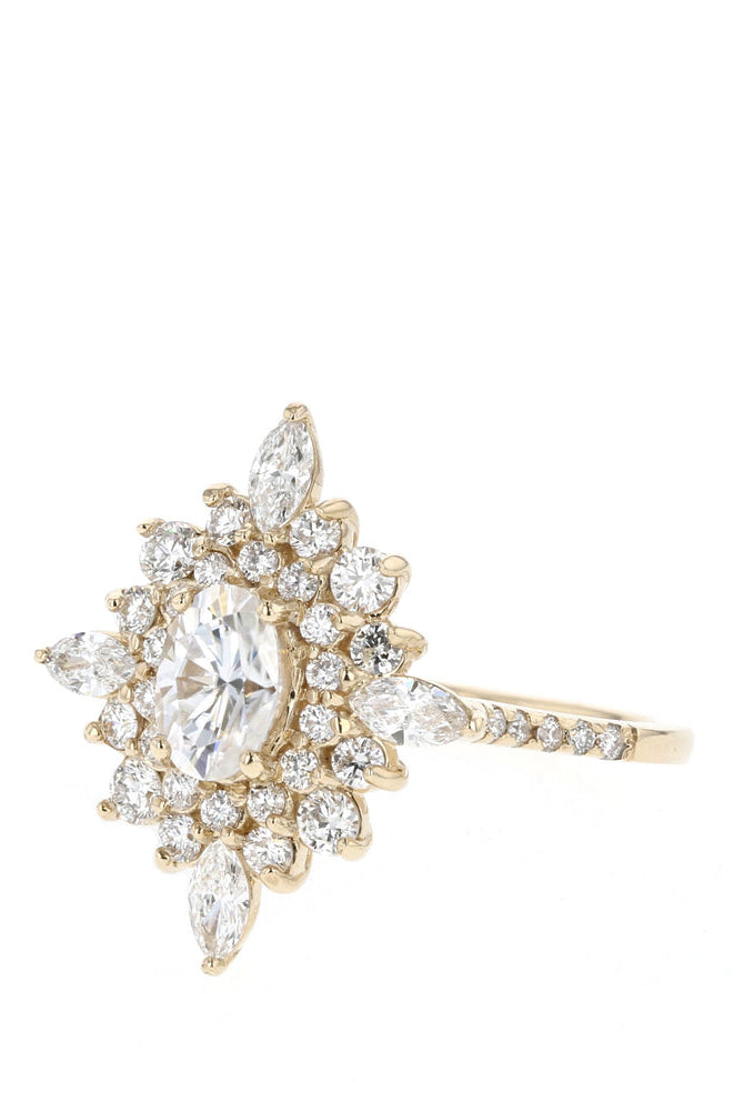 Modern Oval Cluster Ring