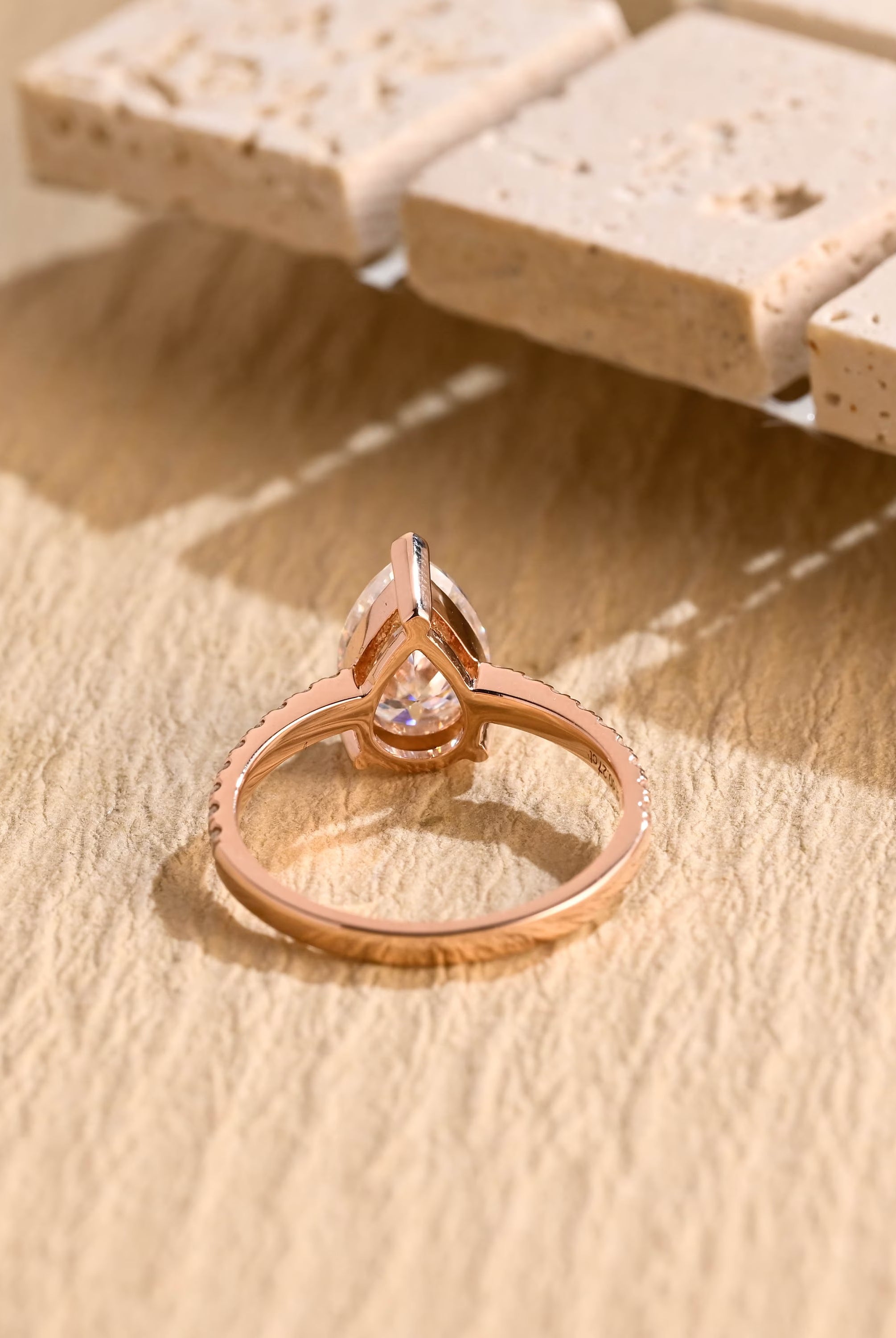 modern pear cut pavé engagement ring USA