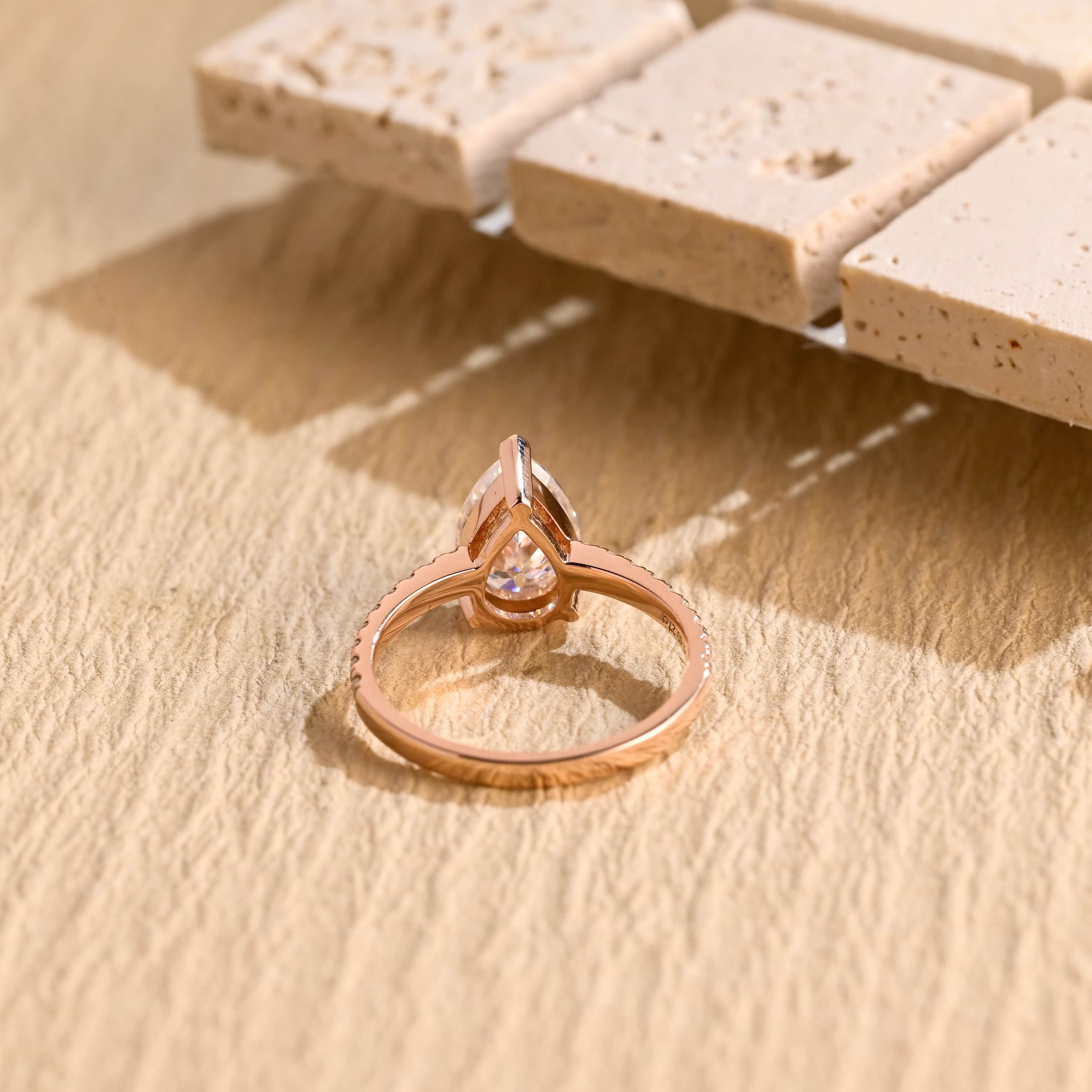 modern pear cut pavé engagement ring USA