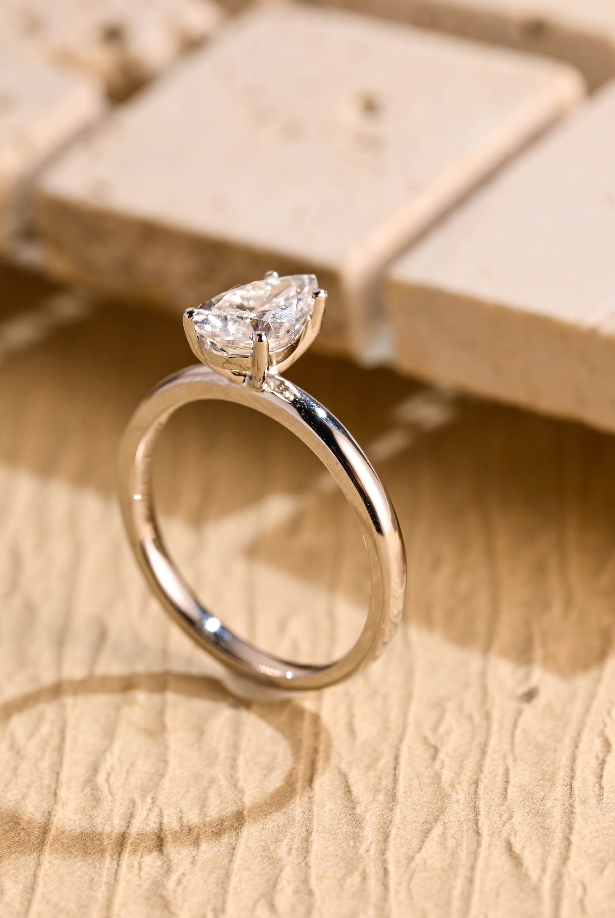 elegant pear engagement ring solitaire moissanite