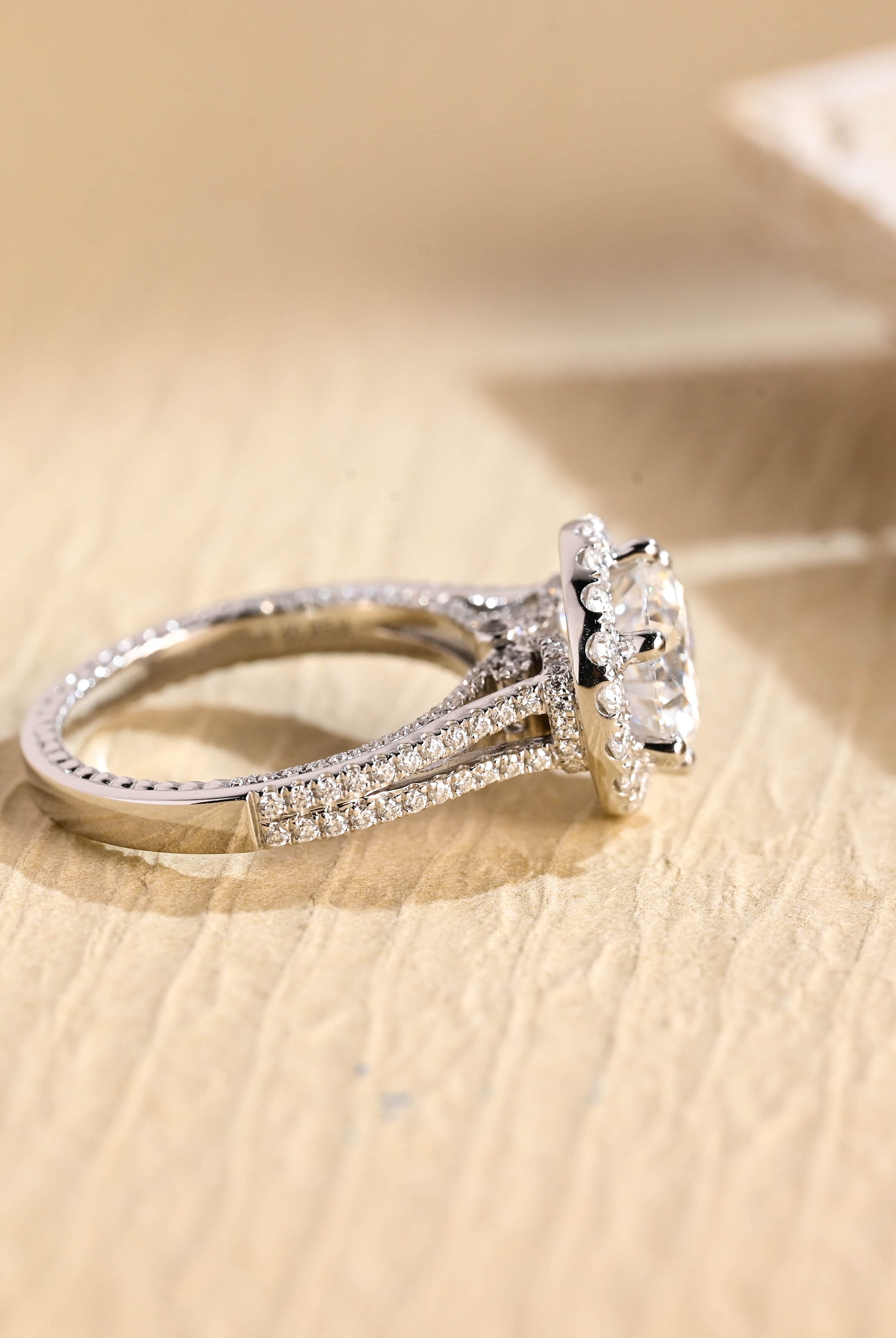 Best Split Shank Halo Moissanite Ring