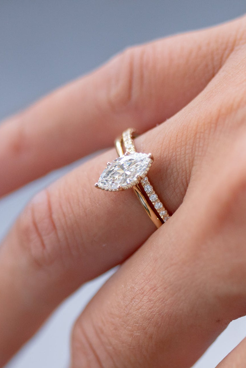 1.0CT Marquise Six Prong Moissanite Diamond Solitaire Engagement Ring