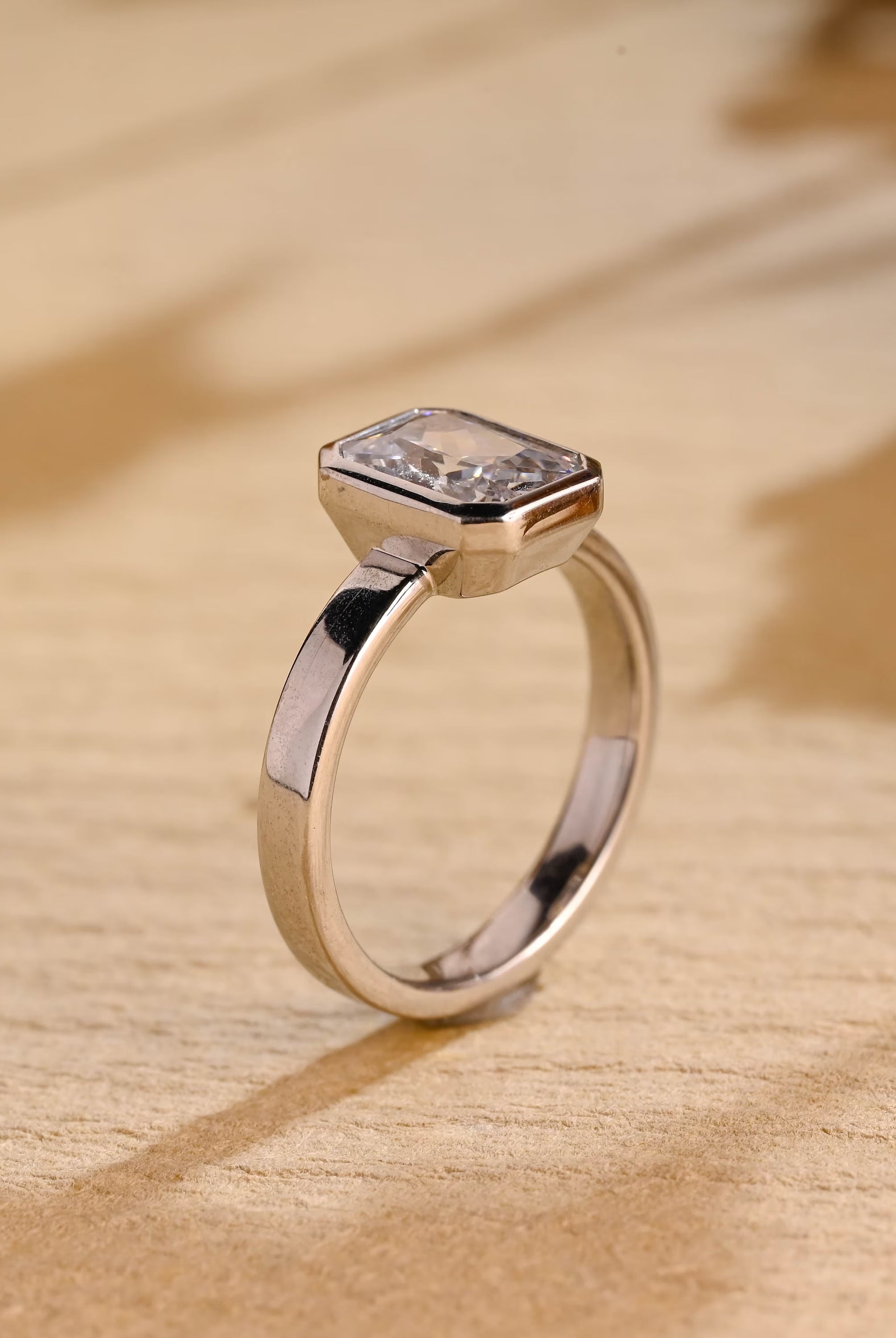 1 carat moissanite engagement ring bezel setting