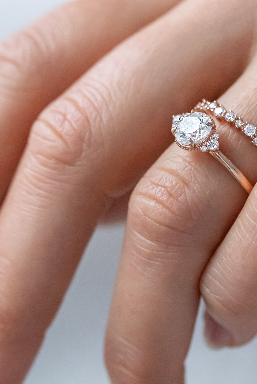 1.20CT Round Vintage Moissanite Diamond Cluster Engagement Ring