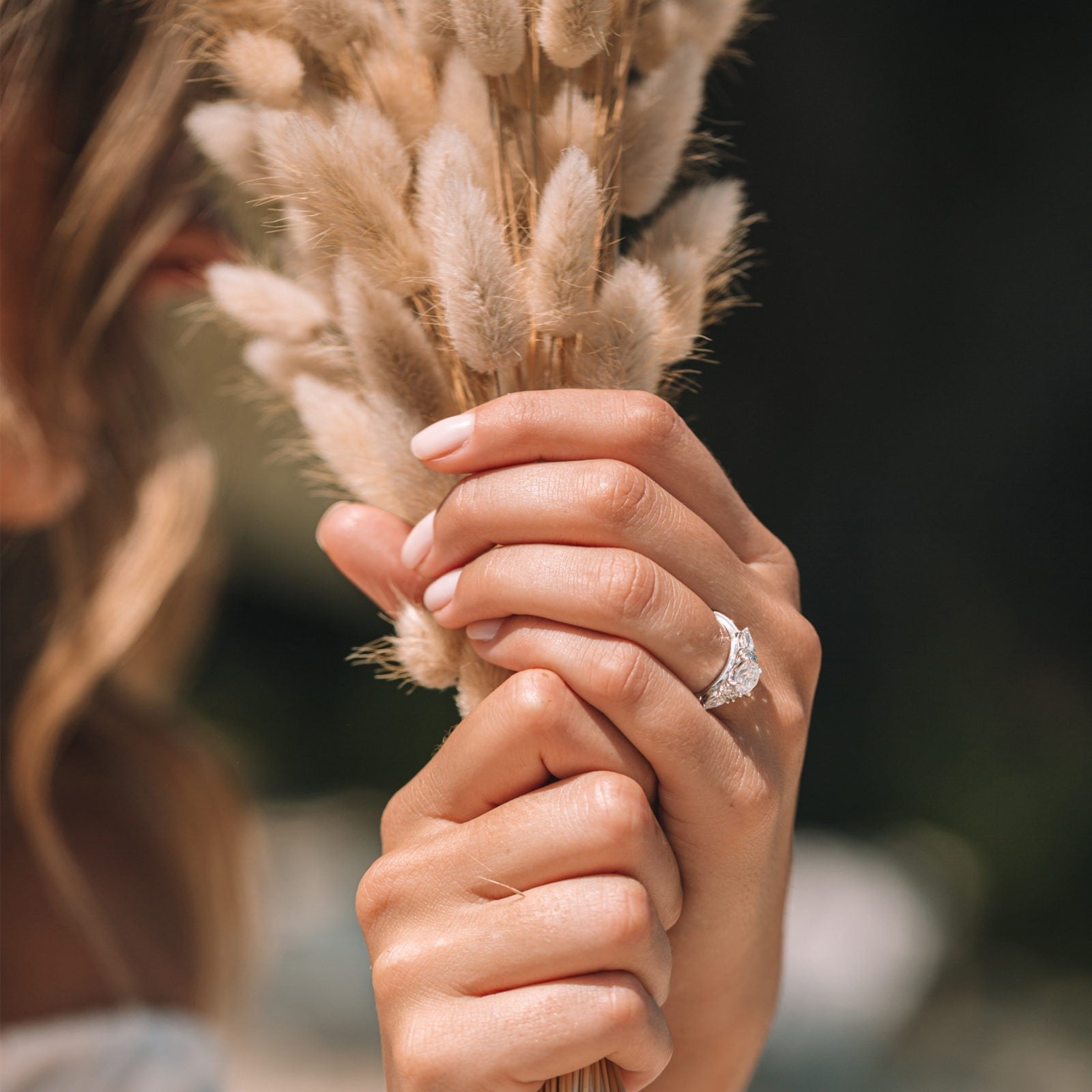 1.25CT Cushion Cluster Moissanite Diamond Engagement Ring In Solid Gold