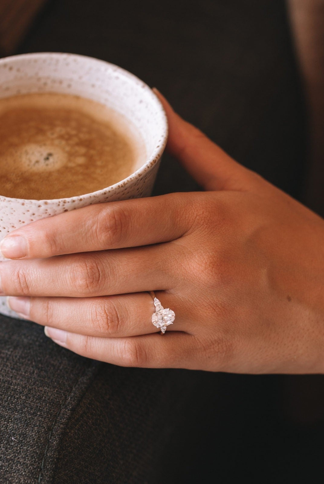 2.05CT Oval Cluster Moissanite Diamond Solitaire Engagement Ring