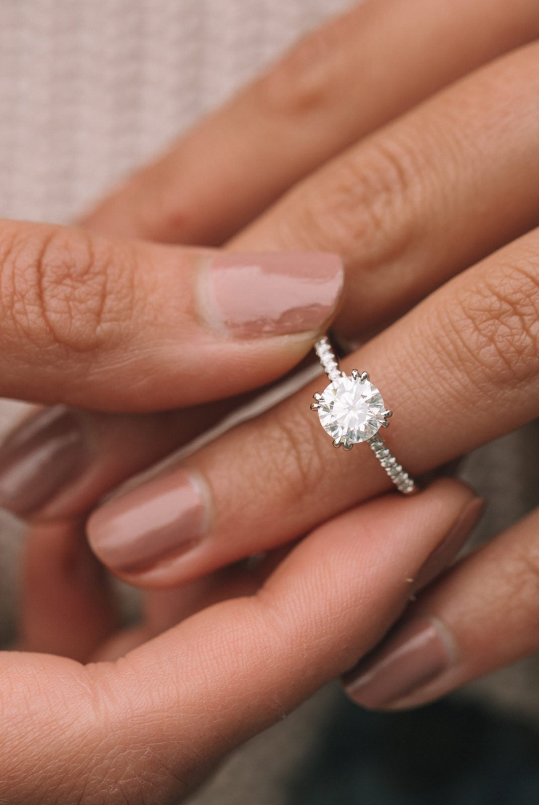 1.25ct Round Hidden Halo Moissanite Diamond Engagement Ring