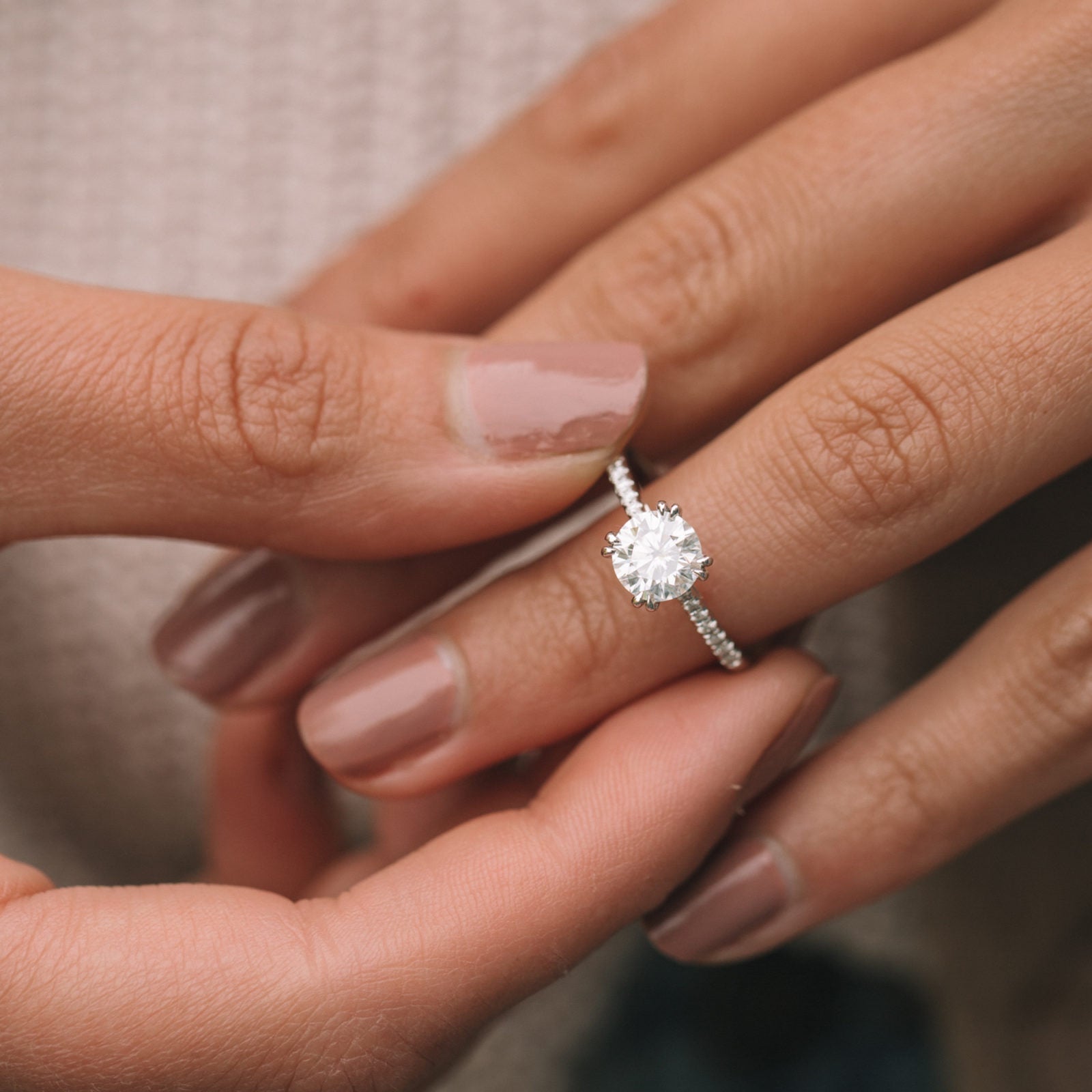 1.25ct Round Hidden Halo Moissanite Diamond Engagement Ring