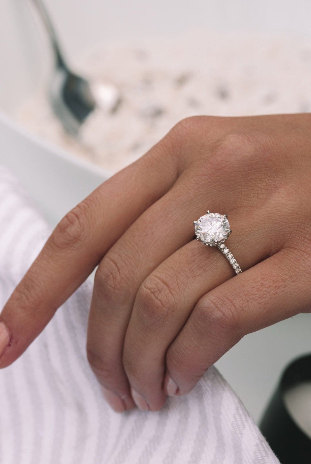 Moissanite three stone ring NY
