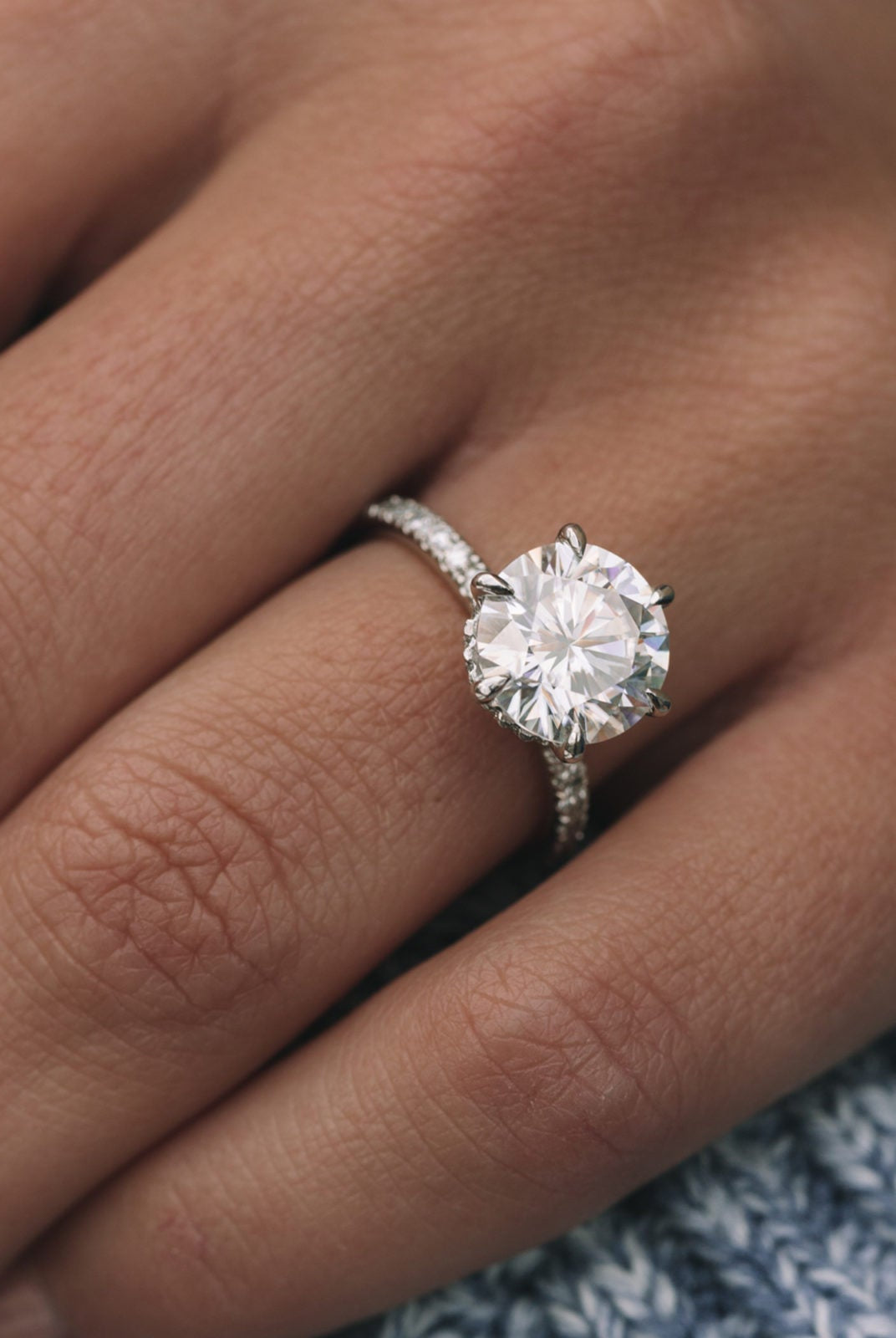 Moissanite halo engagement ring NY