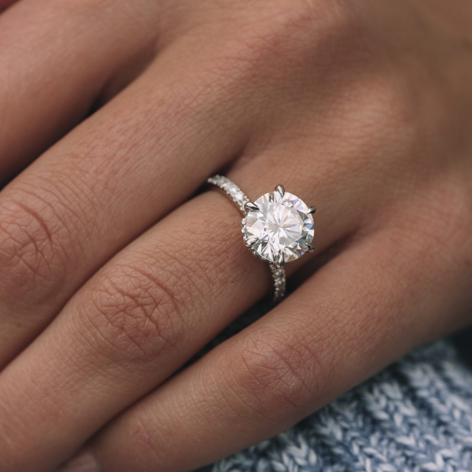 Moissanite halo engagement ring NY