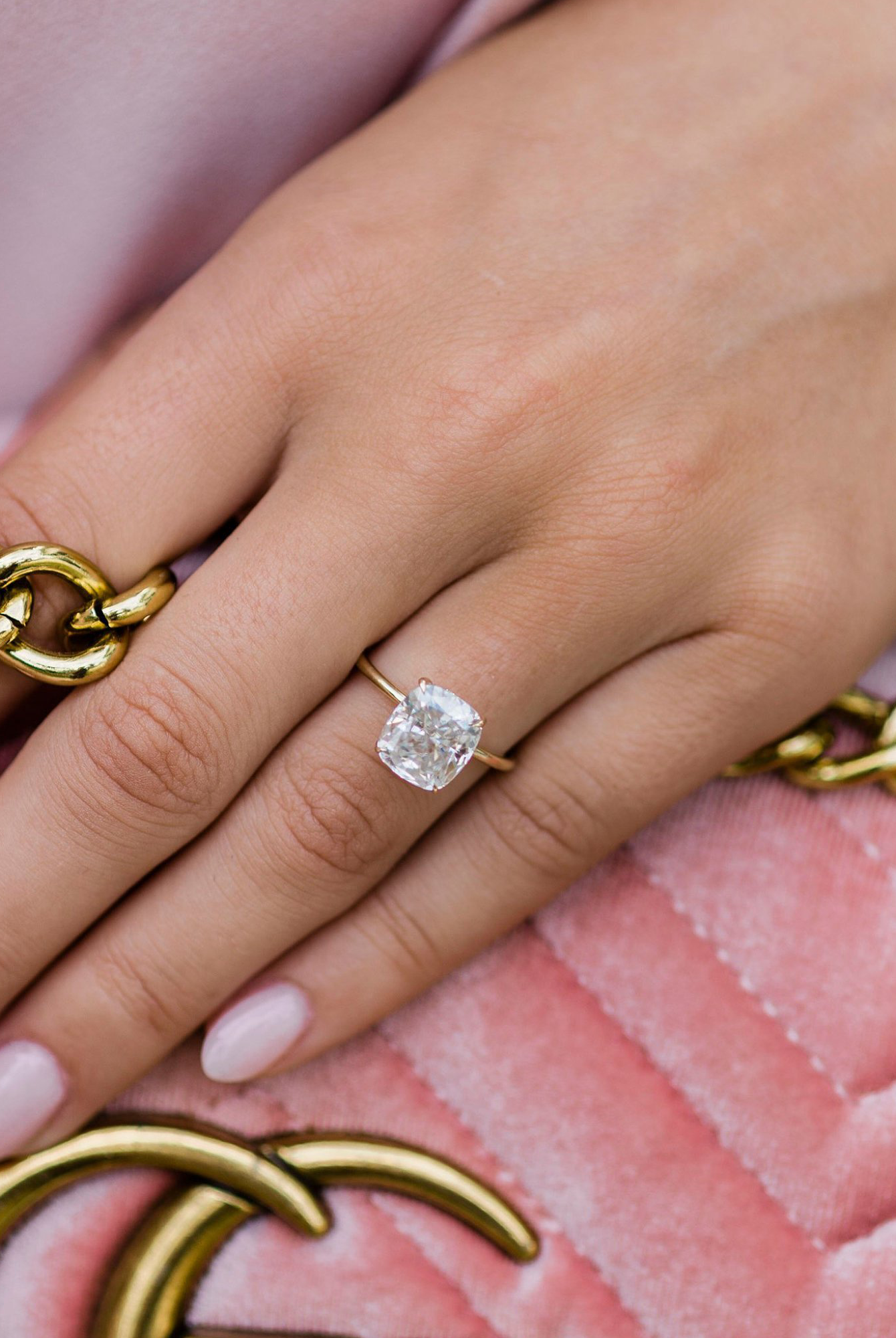 Cushion Cut Moissanite Ring