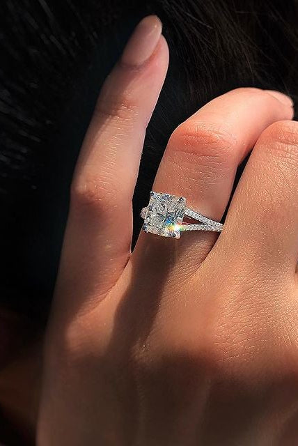 Cushion Cut Moissanite Engagement Ring
