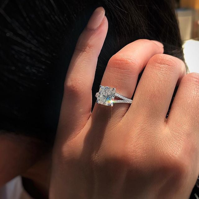 Cushion Cut Moissanite Engagement Ring