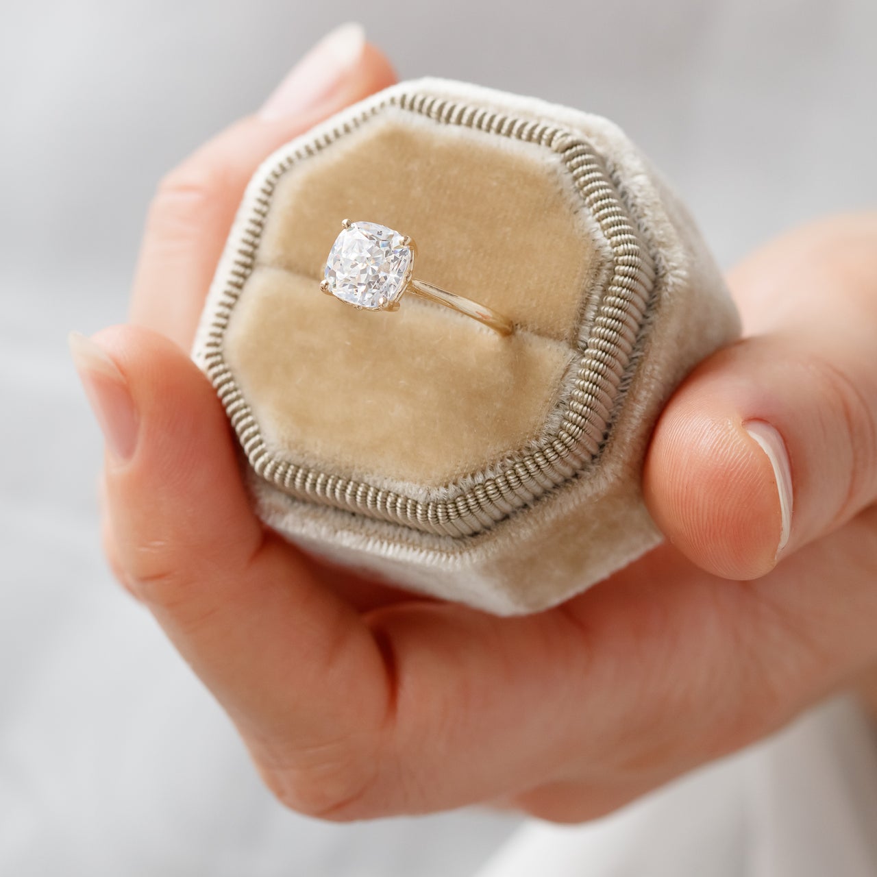 1.80CT Cathedral Set Cushion Moissanite Diamond Solitaire Engagement Ring