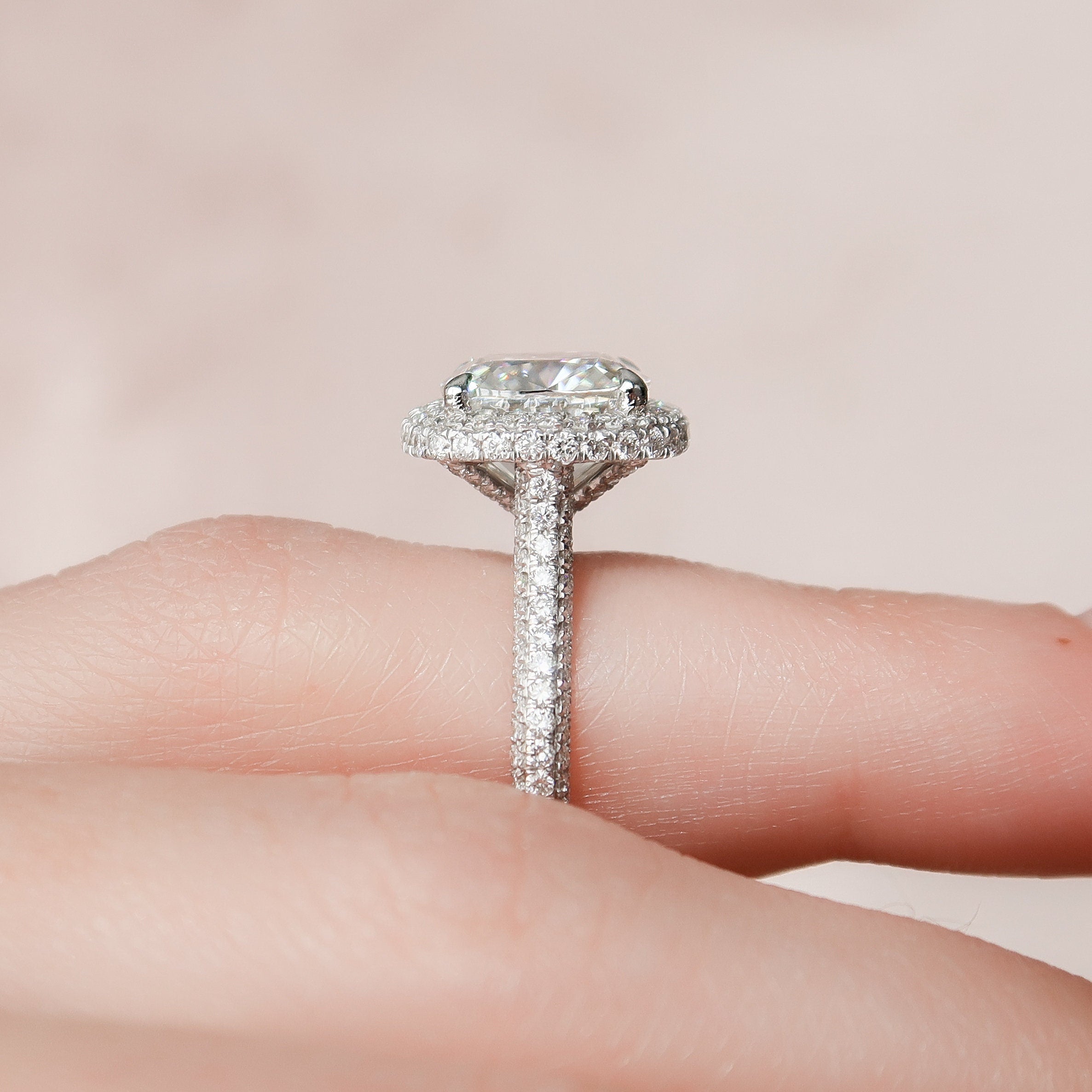 Three Sided Pave Engagement Ring
