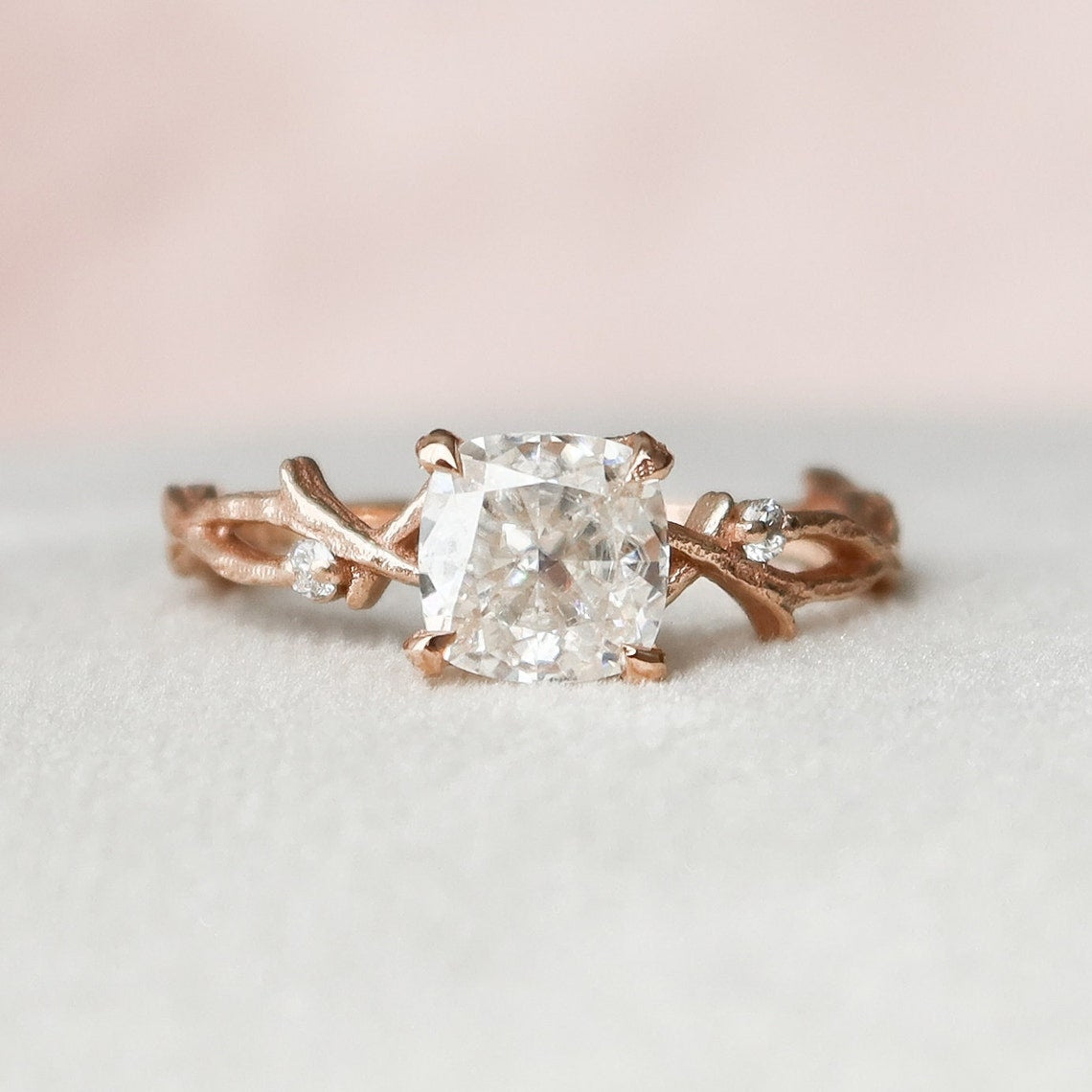 Cushion Cut Moissanite Ring