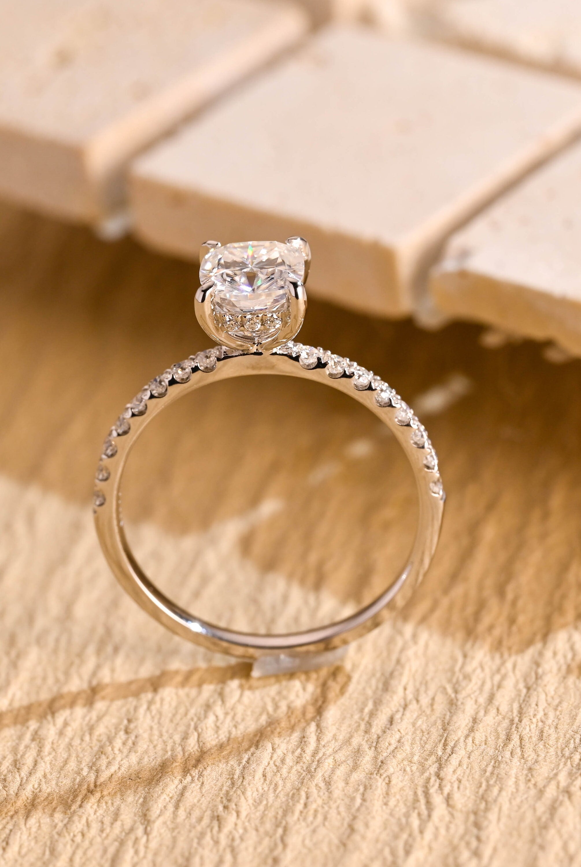Cushion Cut Diamond Accent Ring