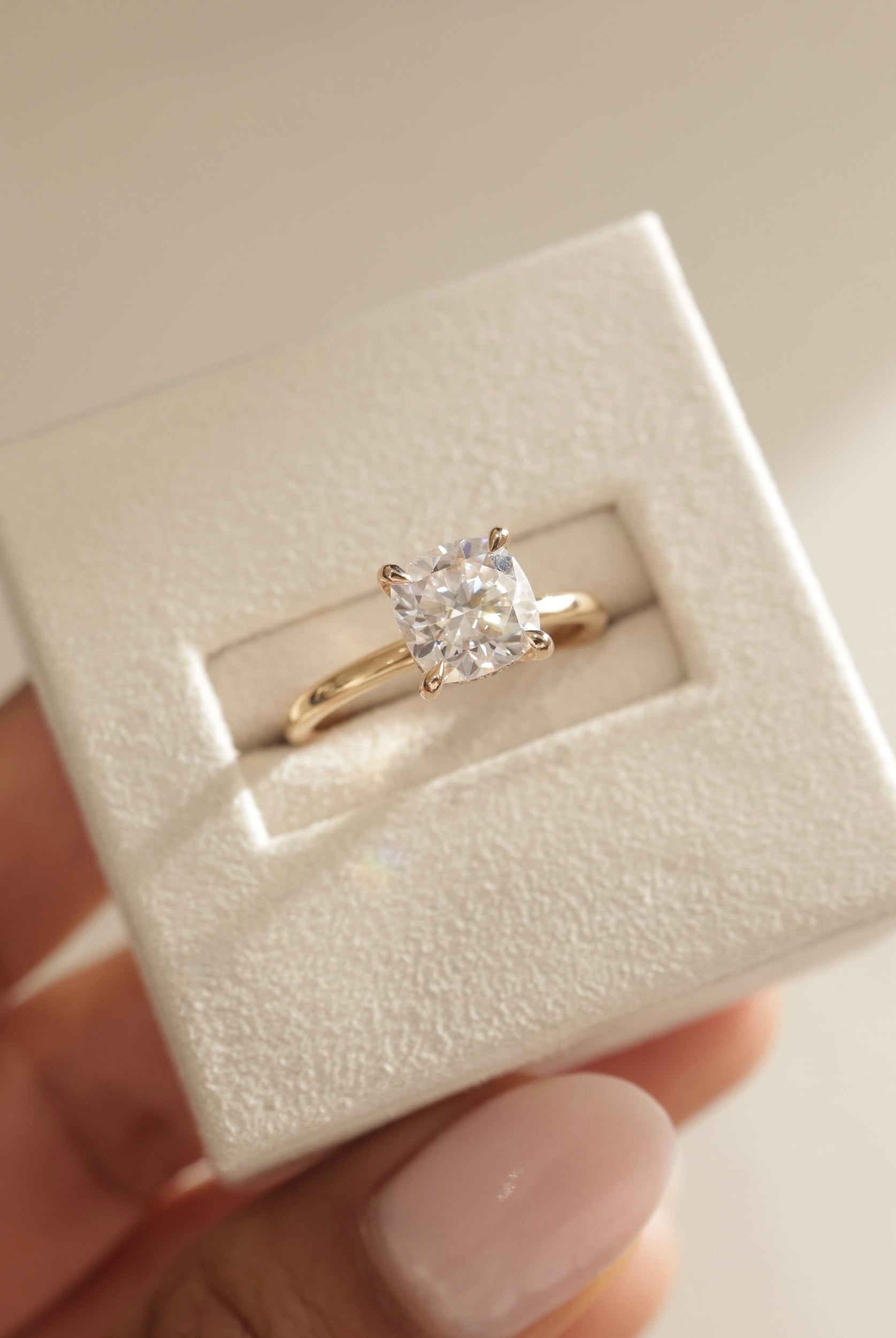 Cushion Cut Diamond Moissanite Ring