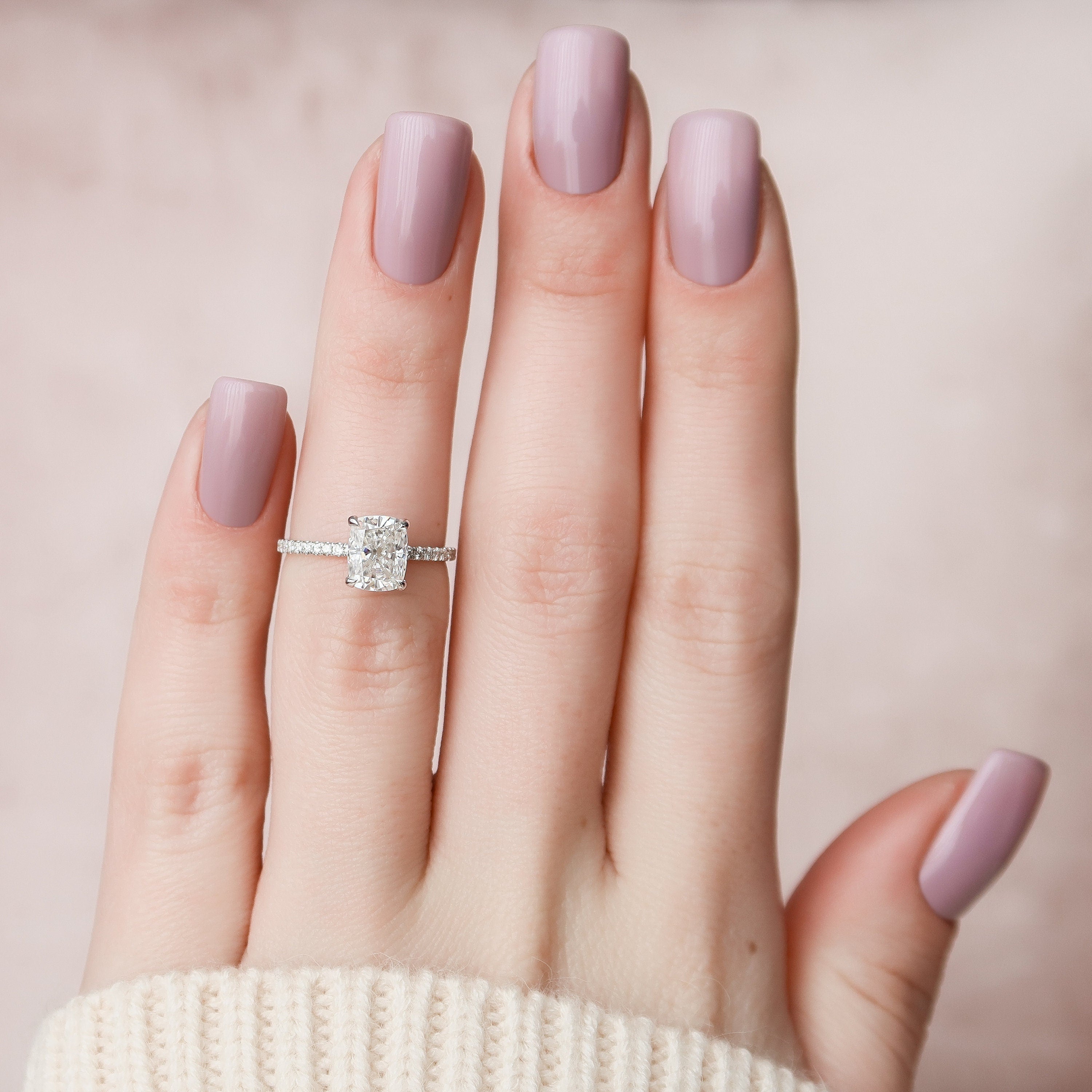 Cushion Cut Moissanite Engagement Ring