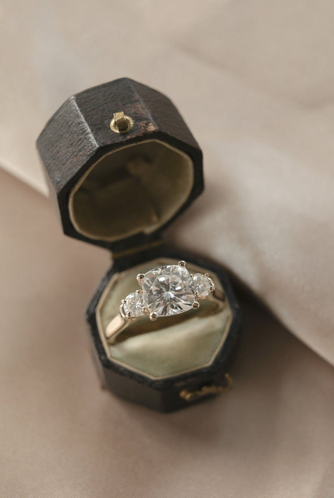 Moissanite Three Stone Engagement Ring
