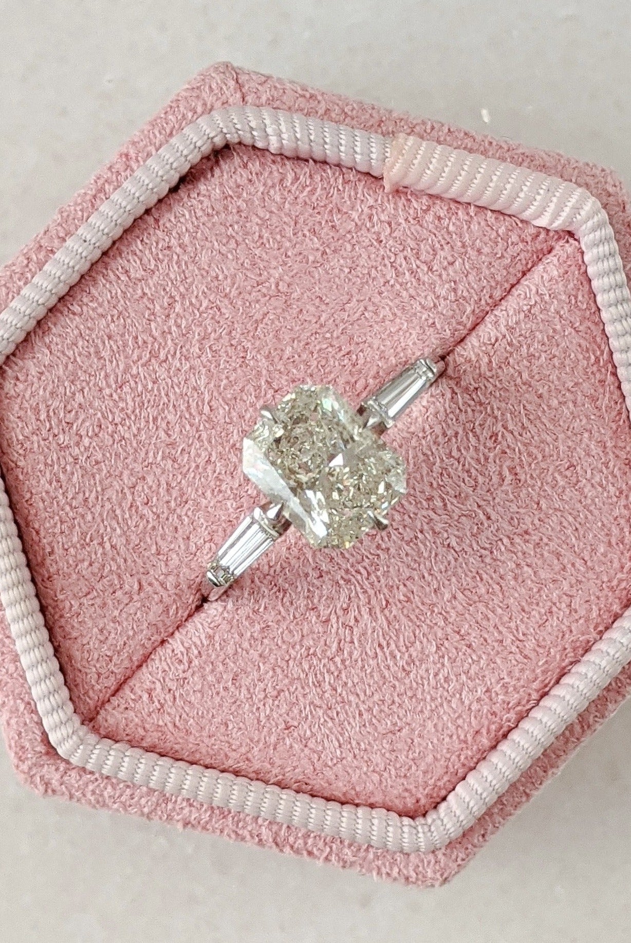 2.02CT Radiant Three Stone Moissanite Diamond Engagement Ring For Her