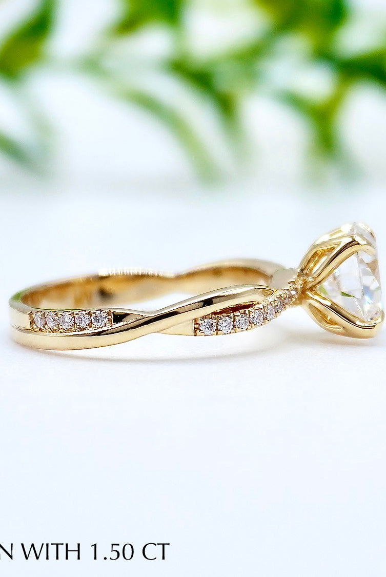 Round Cut Diamond Infinity Moissanite Engagement Ring For Her
