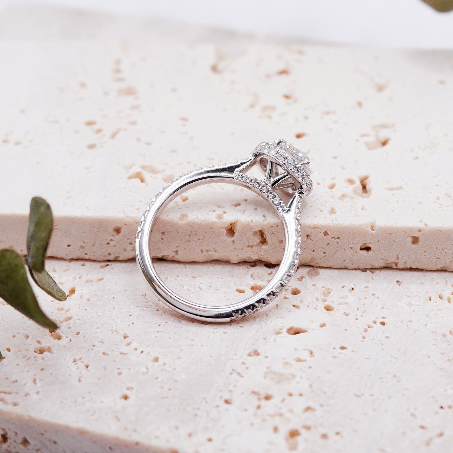 Round Cut Diamond Halo Moissanite Engagement Ring For Women