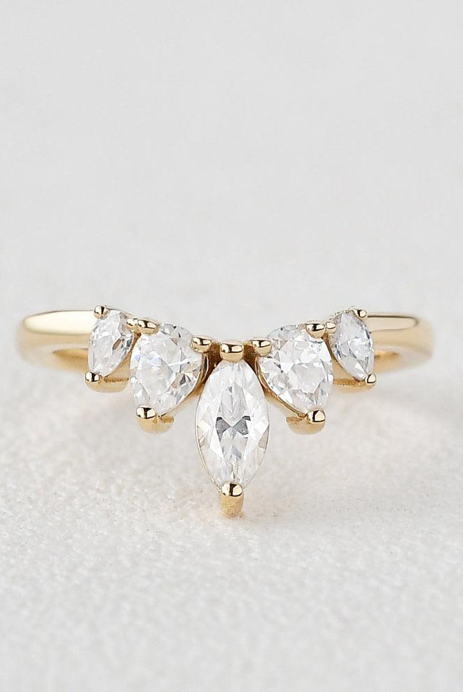 marquise-and-pear-cut-cluster-moissanite-wedding-band